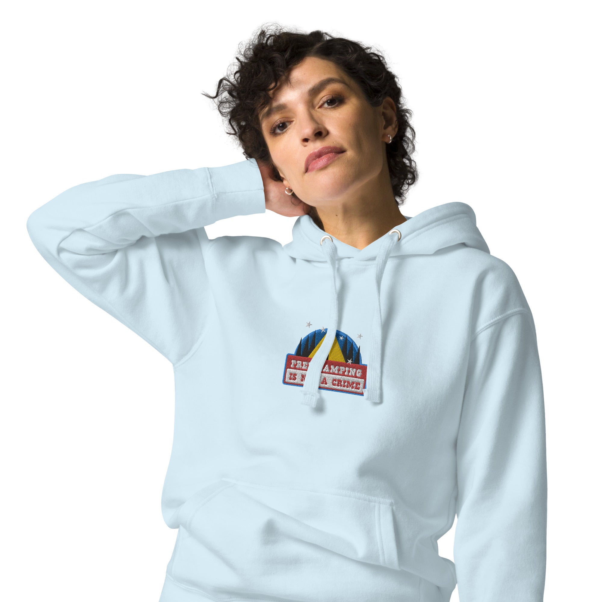 Unisex Cotton Hoodie Free camping is not a crime graphic embroidered pattern