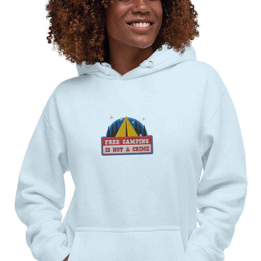 Unisex Cotton Hoodie Free camping is not a crime graphic embroidered pattern