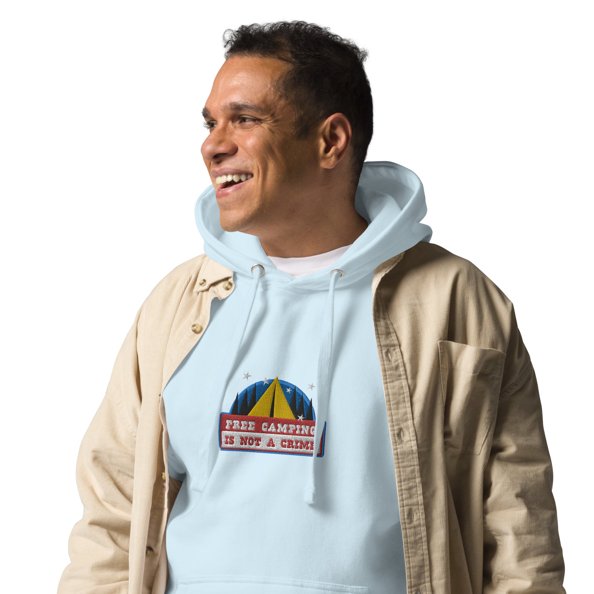 Unisex Cotton Hoodie Free camping is not a crime graphic embroidered pattern