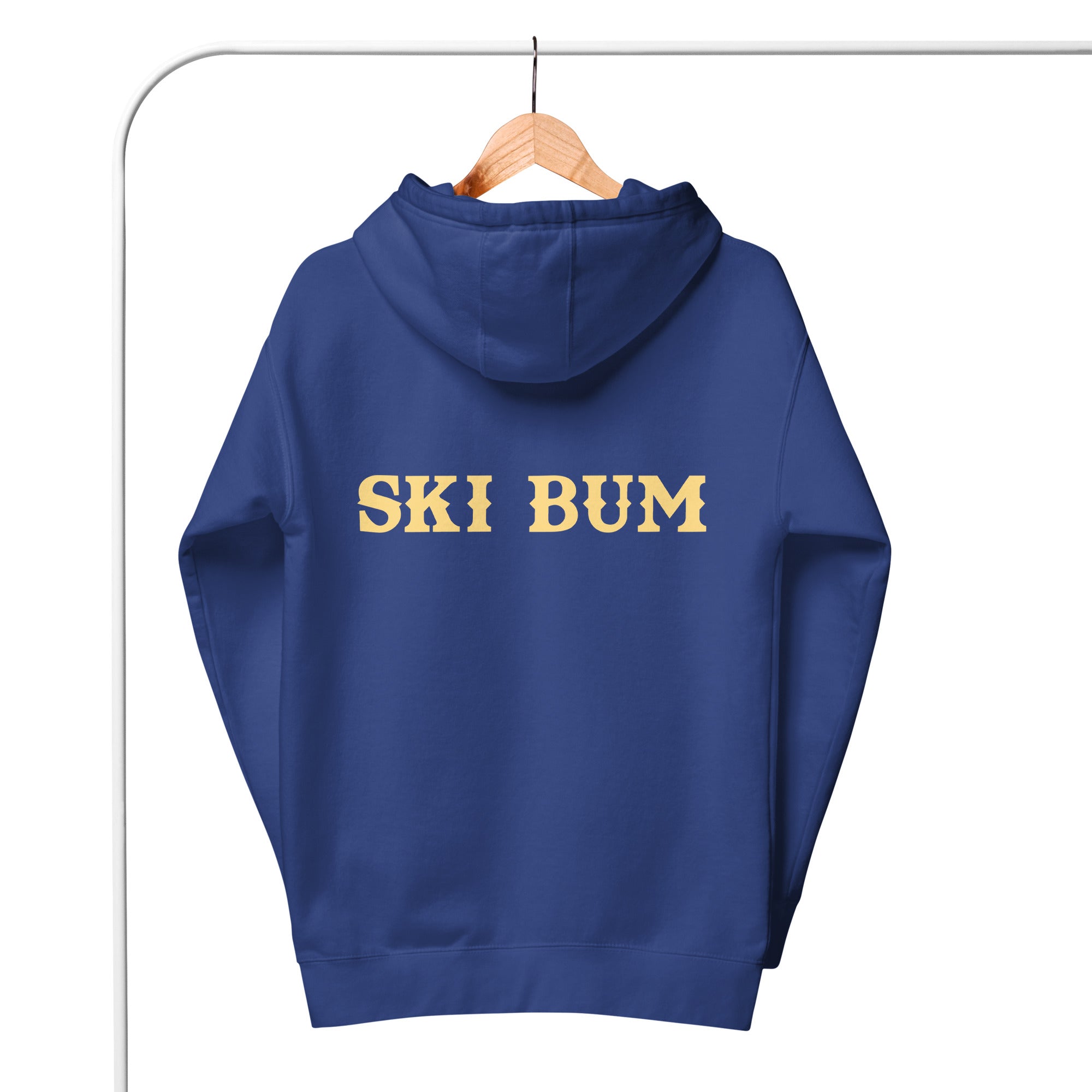 Sweat à capuche unisexe en coton Ski Bum texte clair (face & dos)