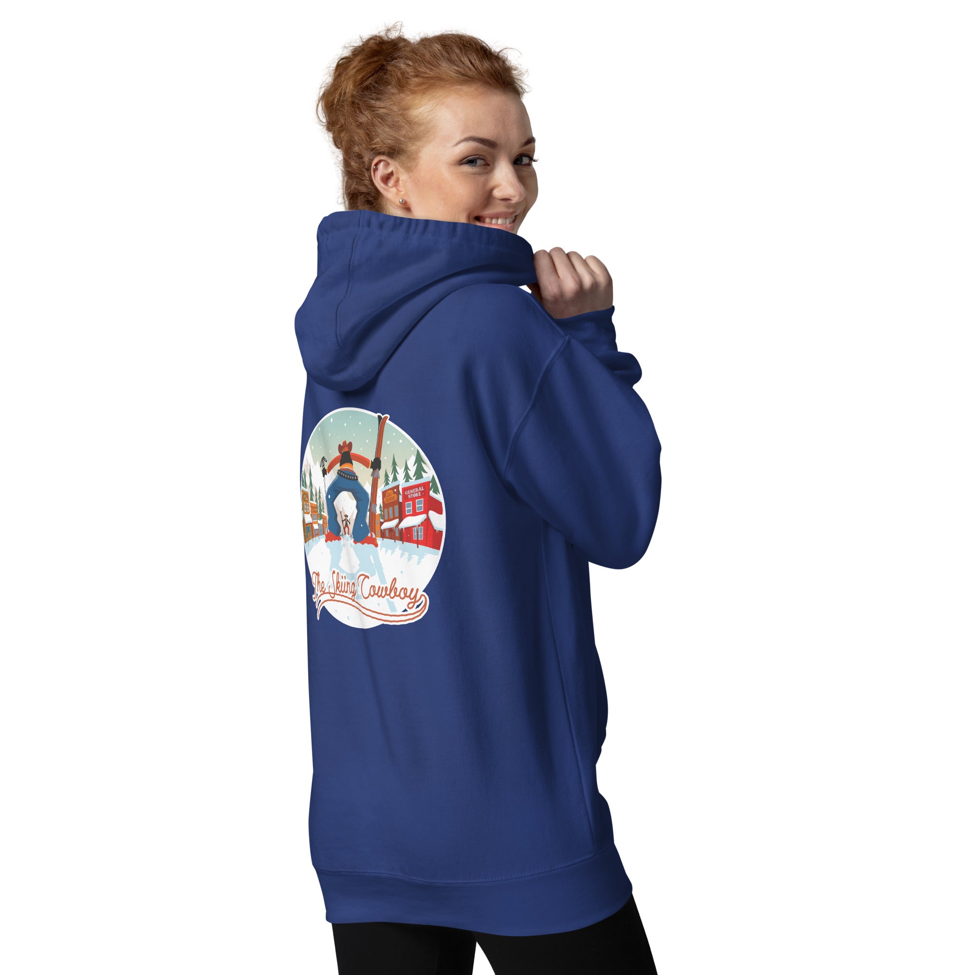 Sweat à capuche unisexe en coton Ski Fight at OK Corral (face & dos)