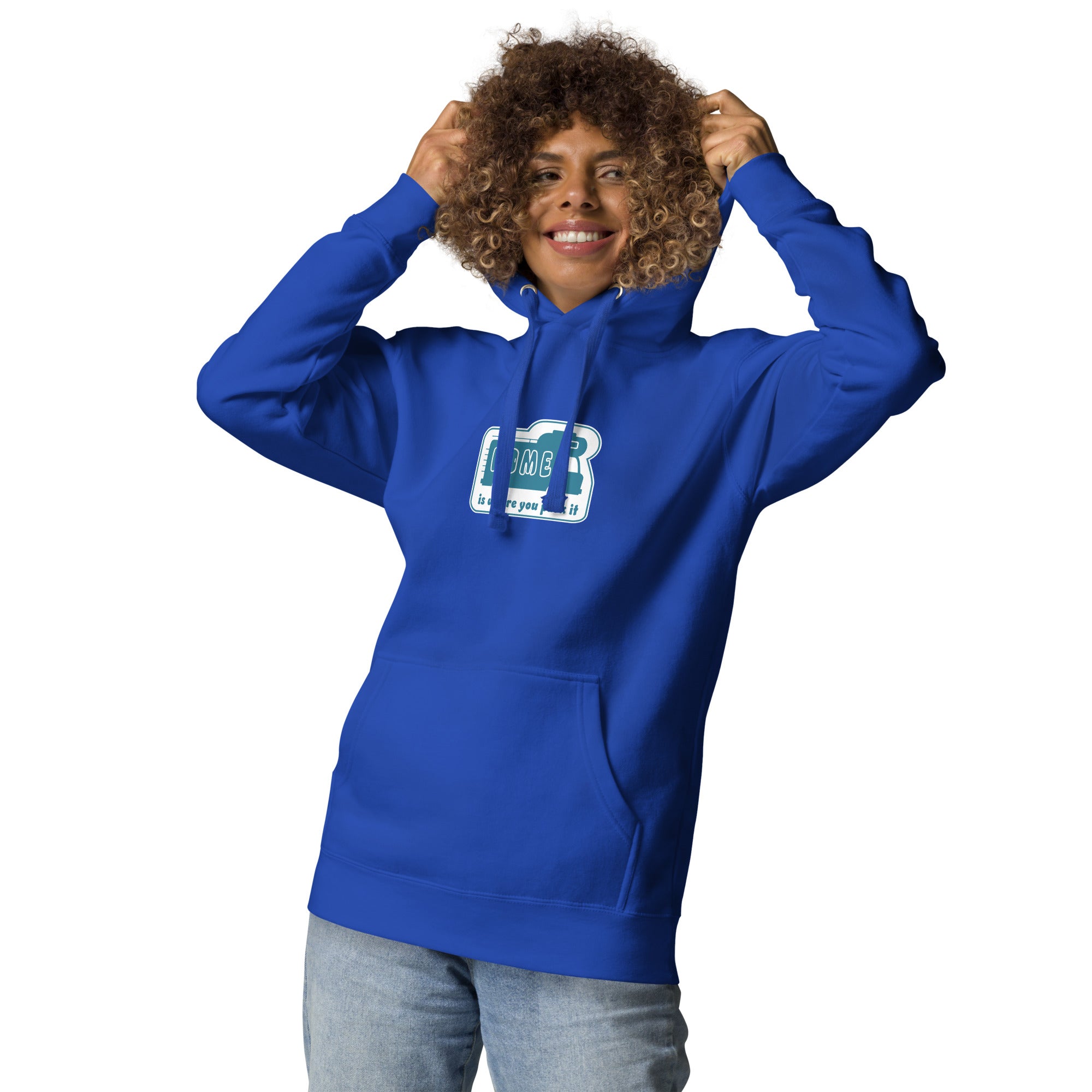 Unisex Cotton Hoodie Blue Camper Van Home is where you park it