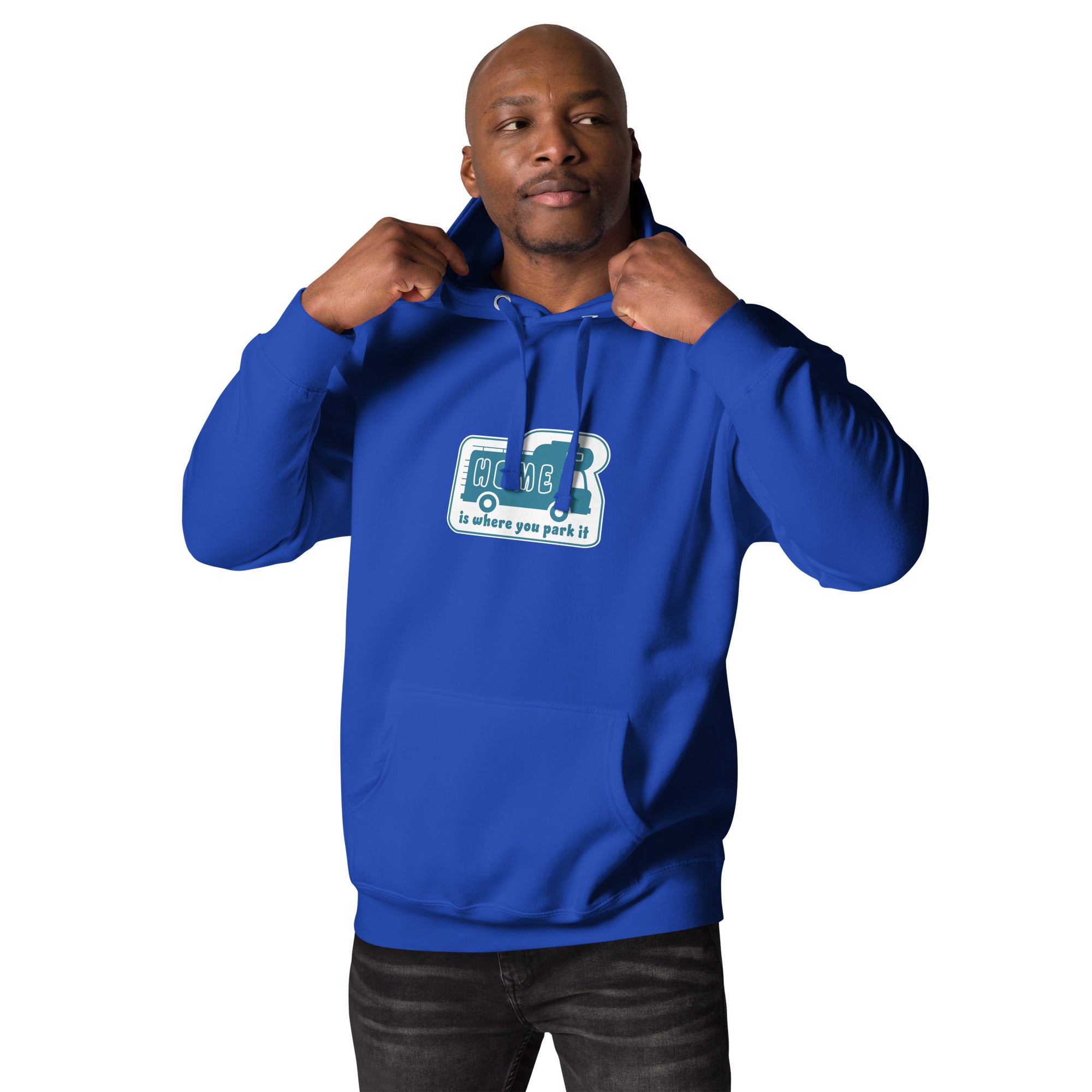 Unisex Cotton Hoodie Blue Camper Van Home is where you park it