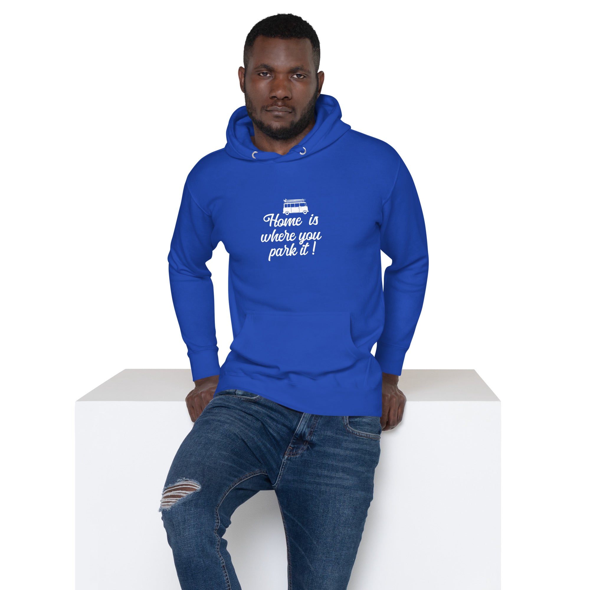 Unisex Cotton Hoodie White Surf Combi Home is where you park it