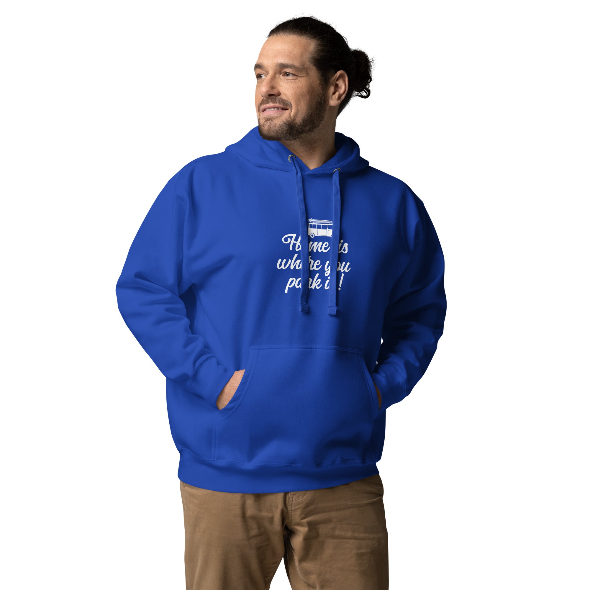 Unisex Cotton Hoodie White Surf Combi Home is where you park it