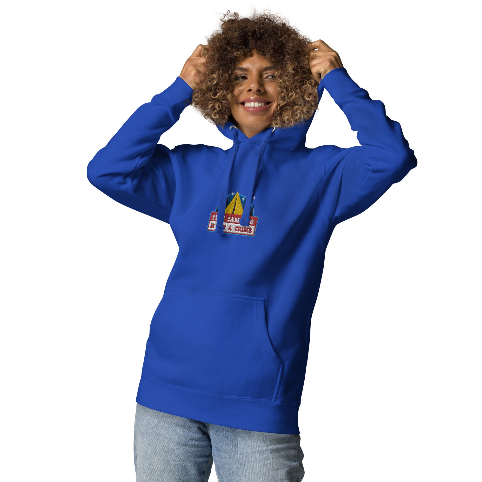 Unisex Cotton Hoodie Free camping is not a crime graphic embroidered pattern