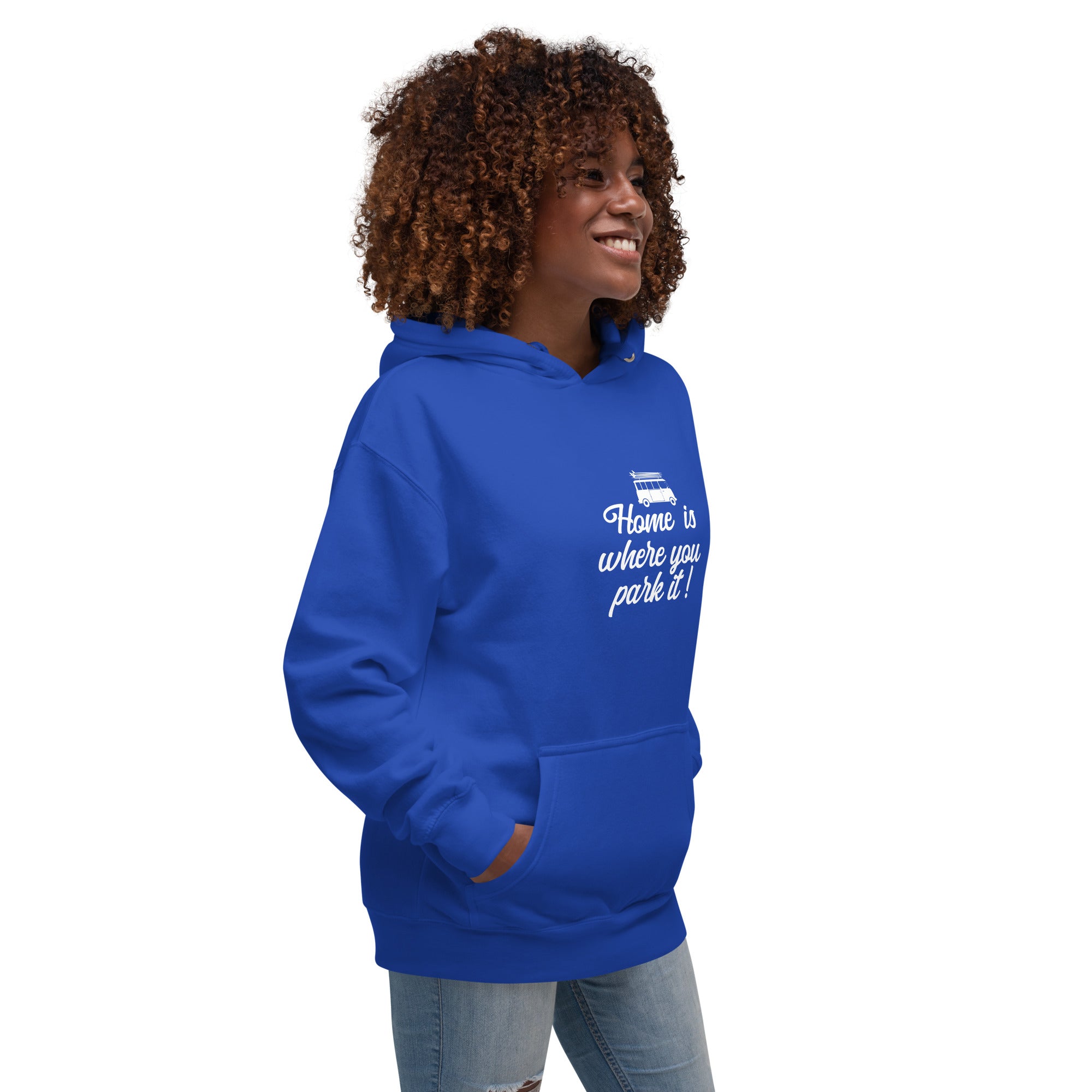 Unisex Cotton Hoodie White Surf Combi Home is where you park it