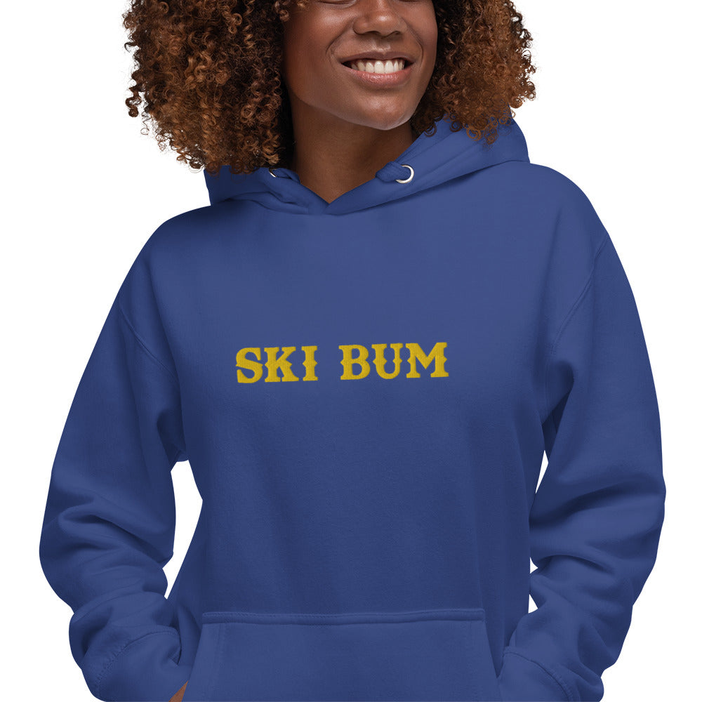 Sweat à capuche unisexe en coton Ski Bum Gold brodé
