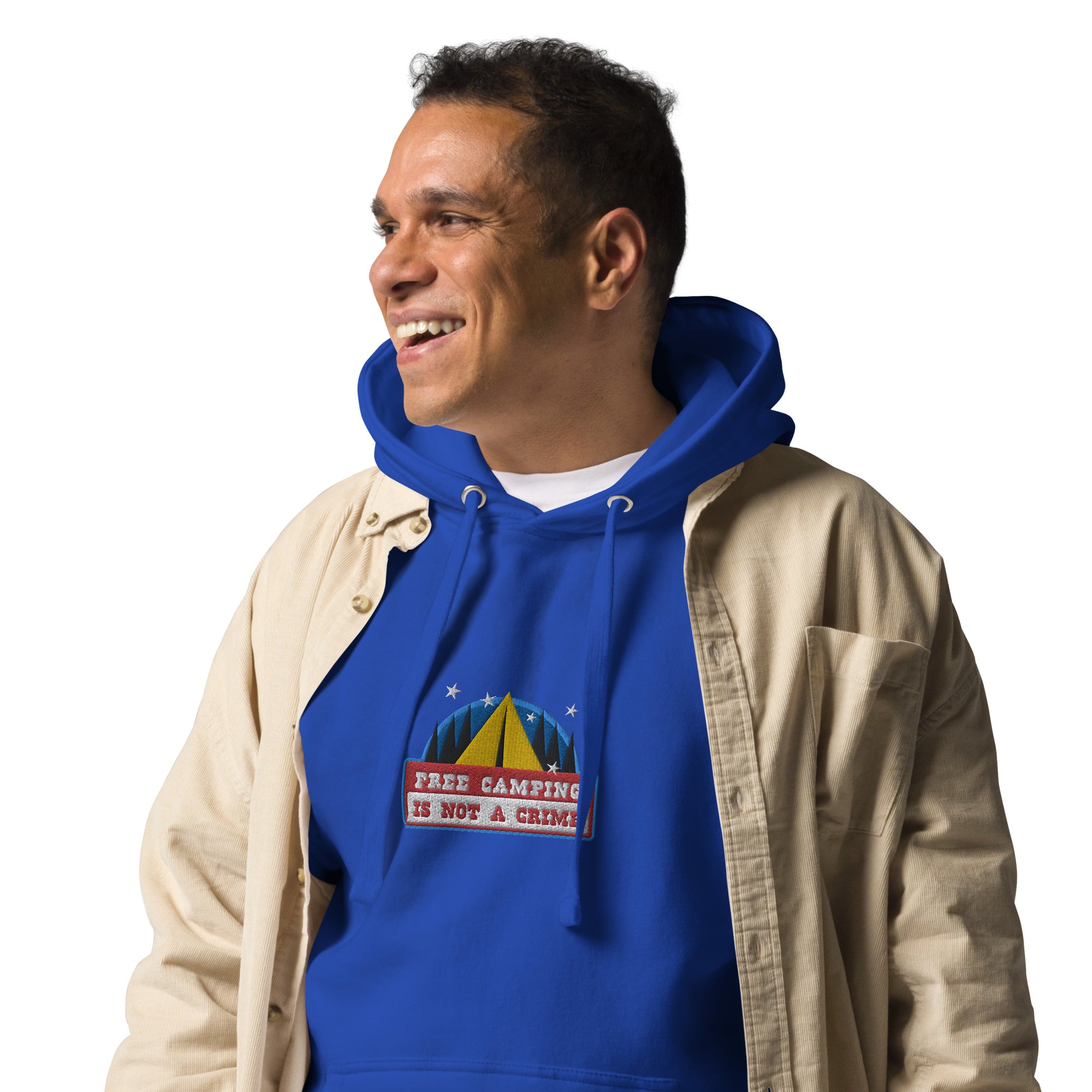 Unisex Cotton Hoodie Free camping is not a crime graphic embroidered pattern