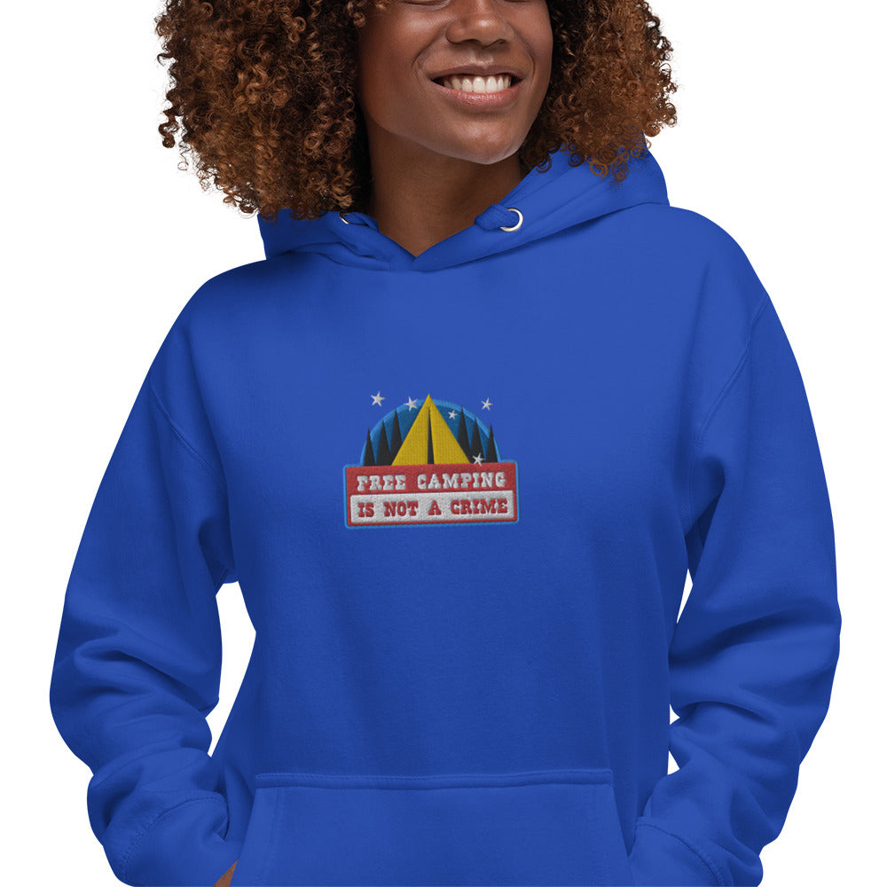 Unisex Cotton Hoodie Free camping is not a crime graphic embroidered pattern