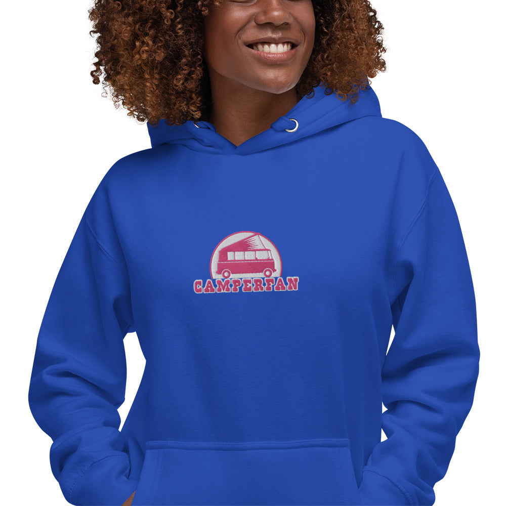 Unisex Cotton Hoodie Camperfan flamingo/white embroidered pattern