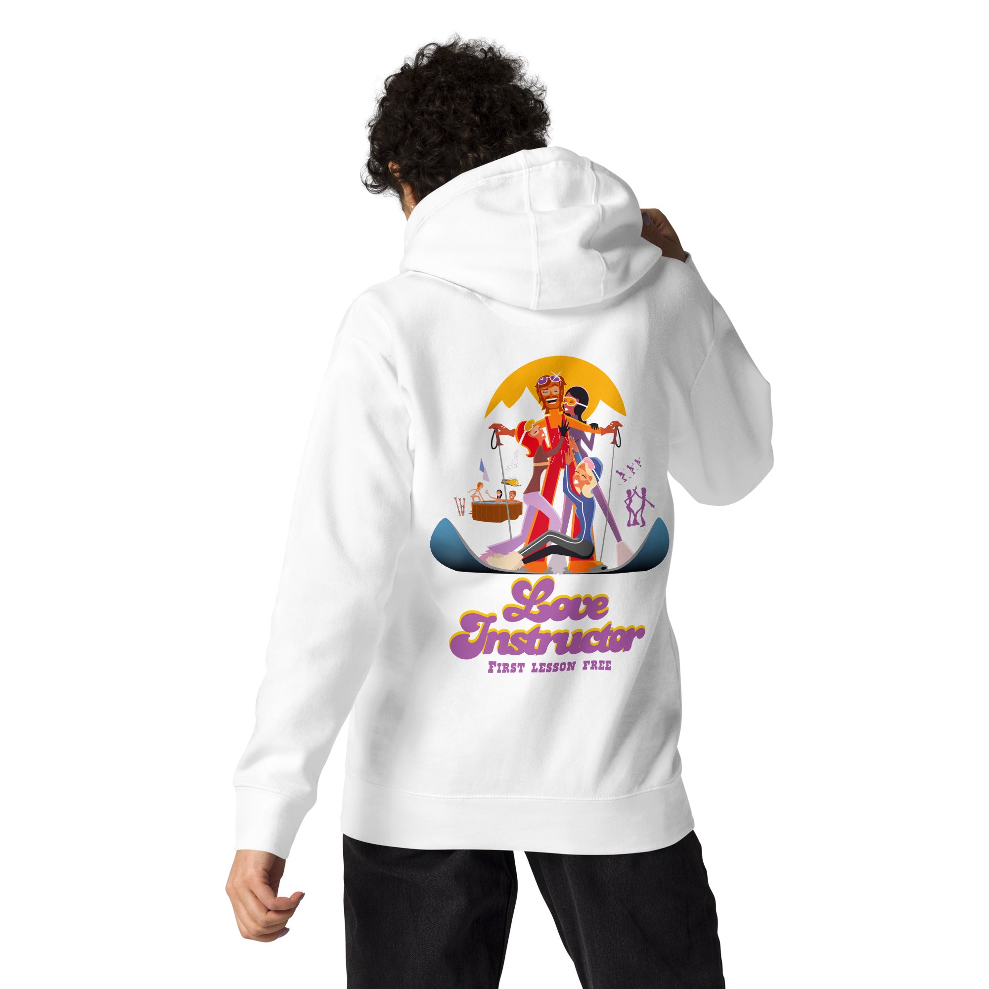 Sweat à capuche unisexe en coton Love Instructor First Lesson free grand motif dans le dos