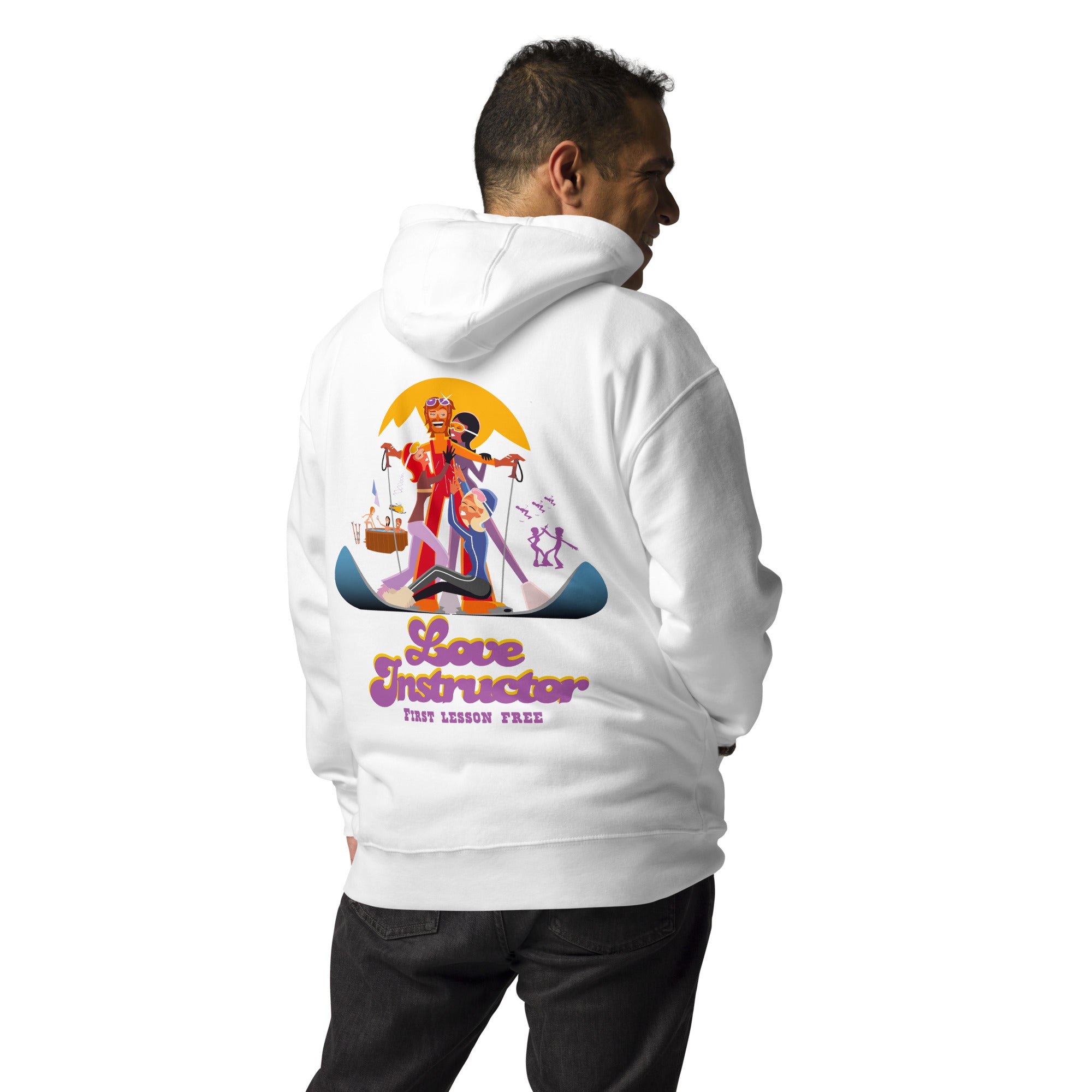 Sweat à capuche unisexe en coton Love Instructor First Lesson free grand motif dans le dos