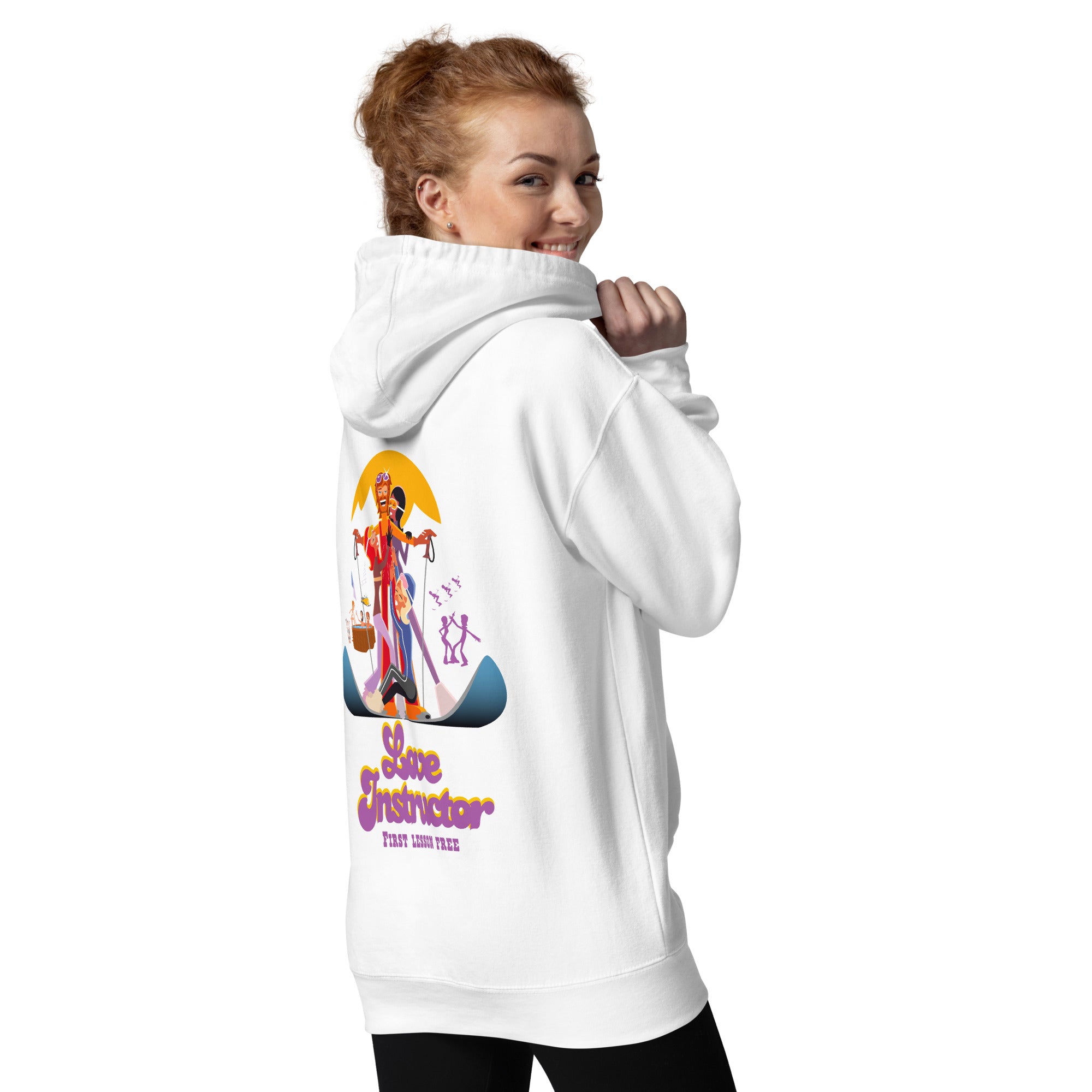 Sweat à capuche unisexe en coton Love Instructor First Lesson free grand motif dans le dos