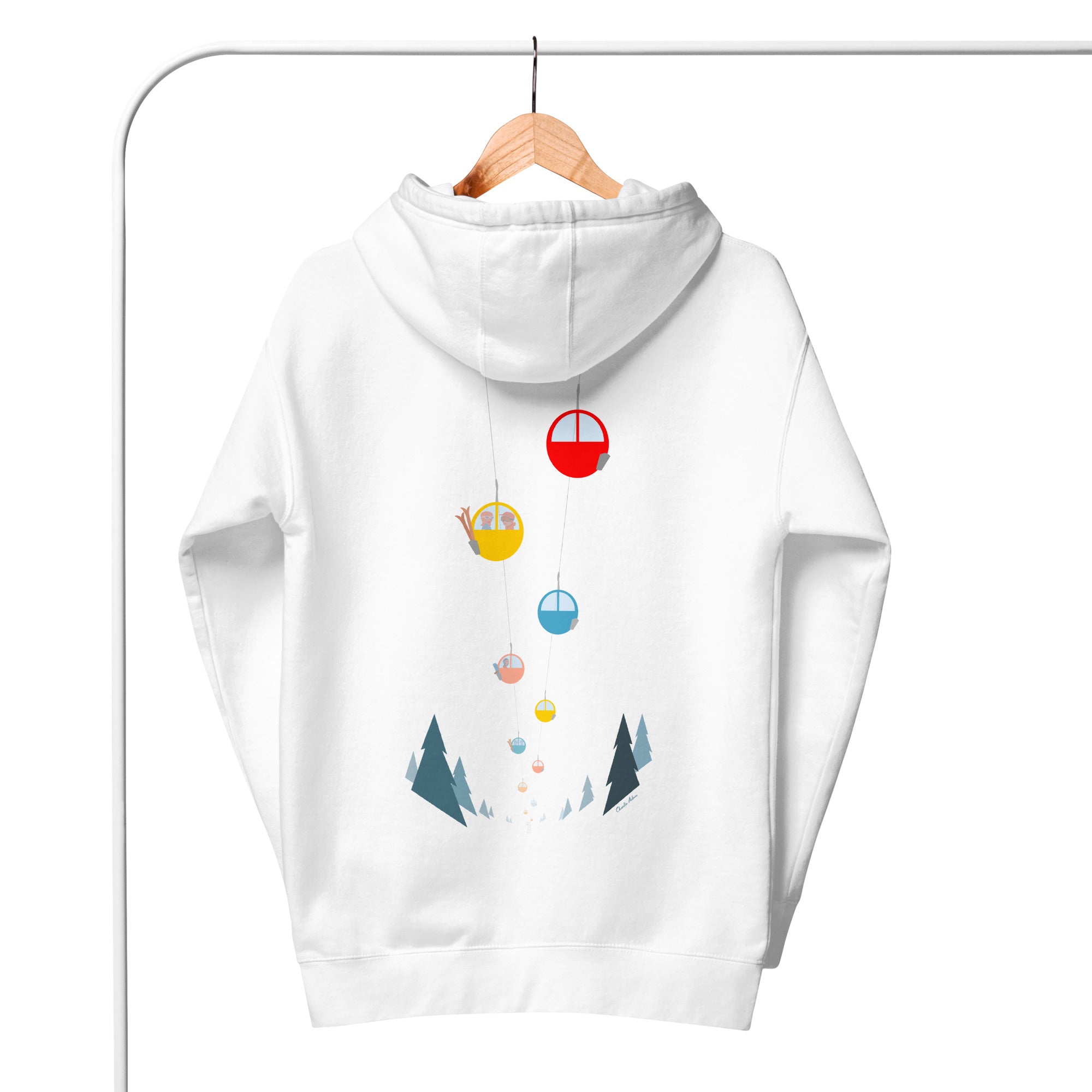 Sweat à capuche unisexe en coton Gondolas in the mist (face & dos)