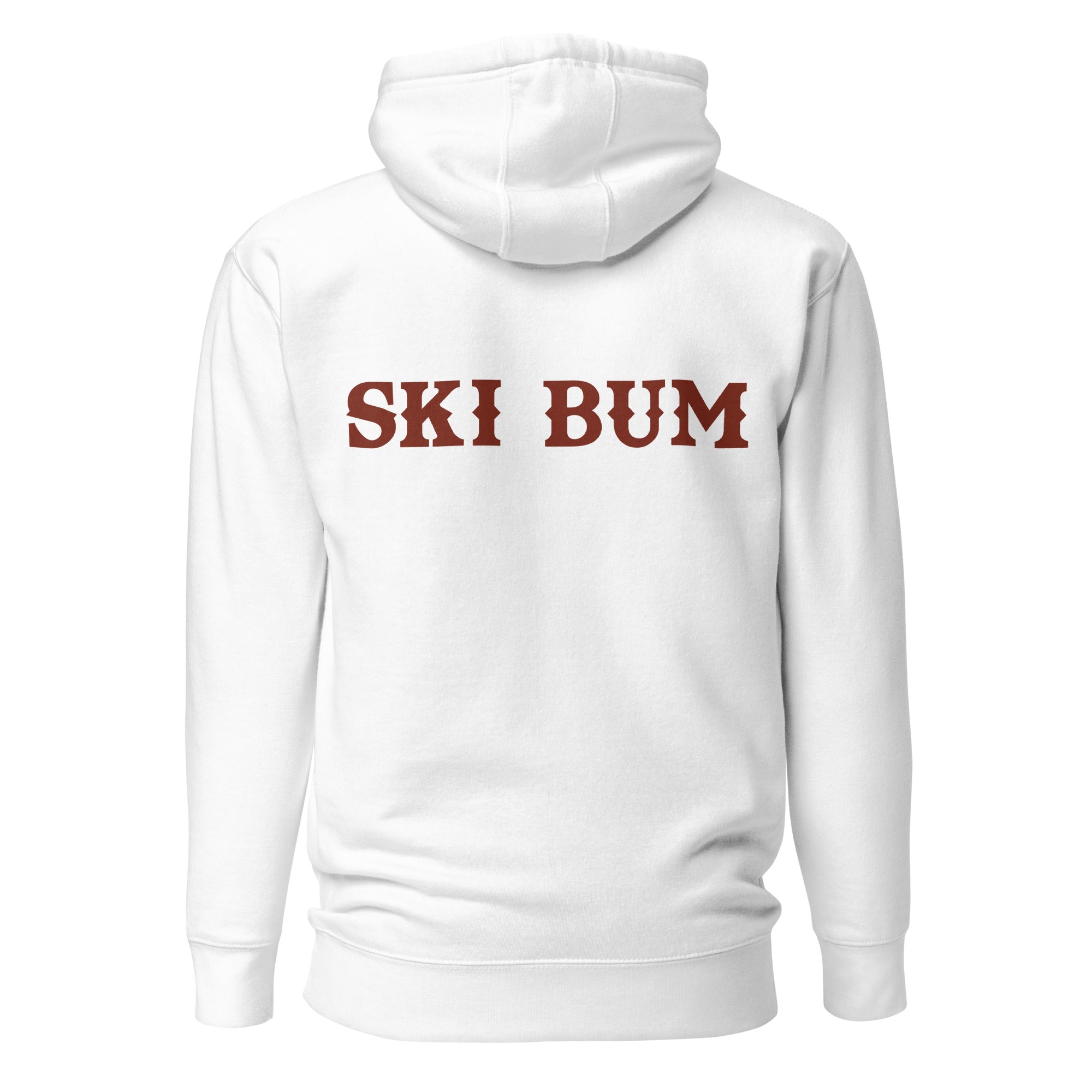 Sweat à capuche unisexe en coton Ski Bum texte foncé (face & dos)