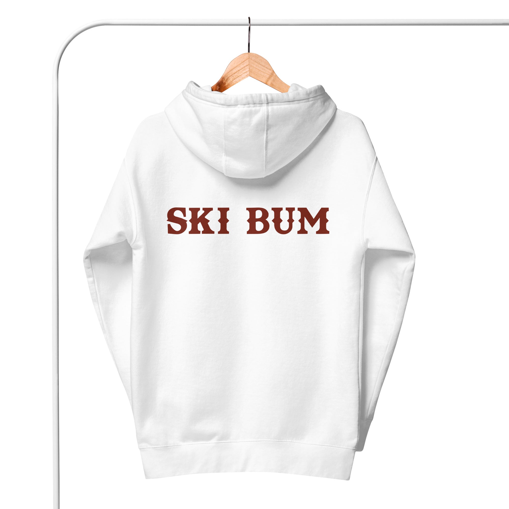 Sweat à capuche unisexe en coton Ski Bum texte foncé (face & dos)