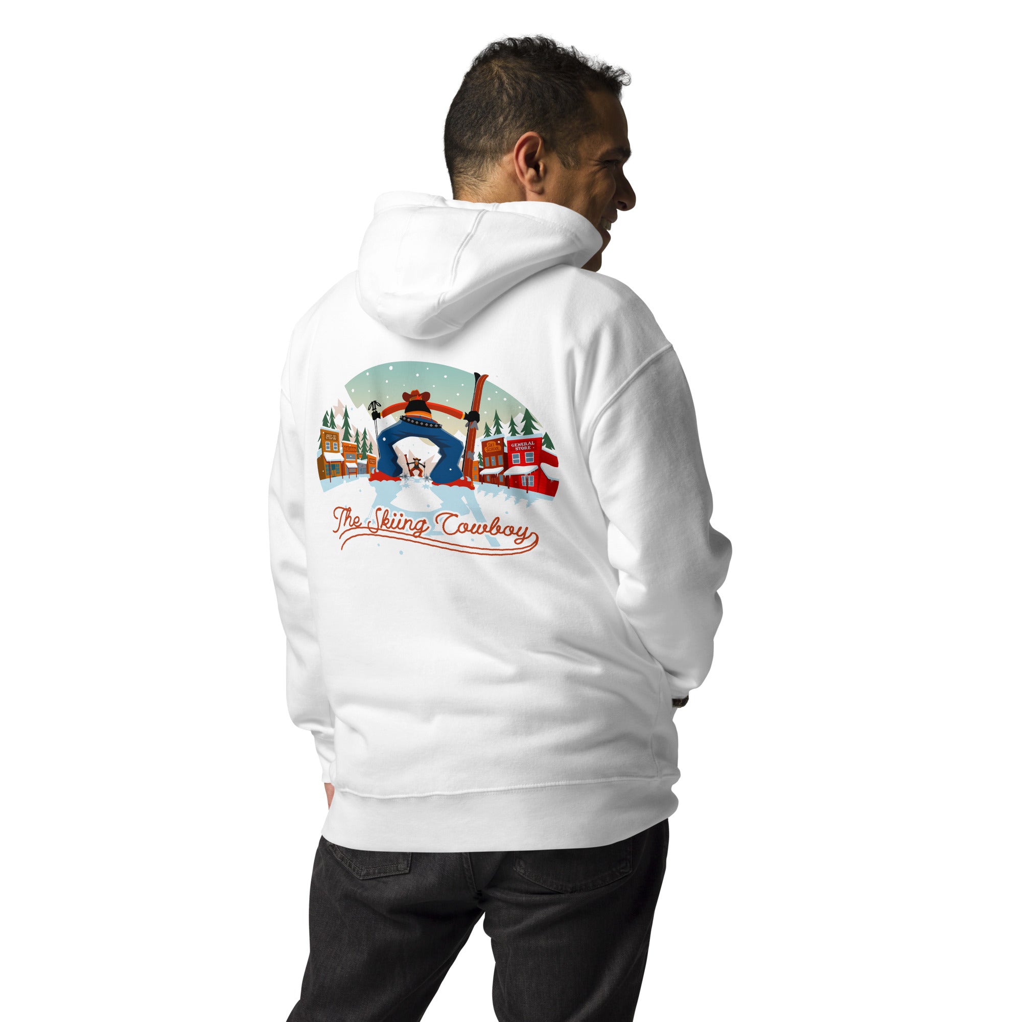 Sweat à capuche unisexe en coton Ski Fight at OK Corral (face & dos)