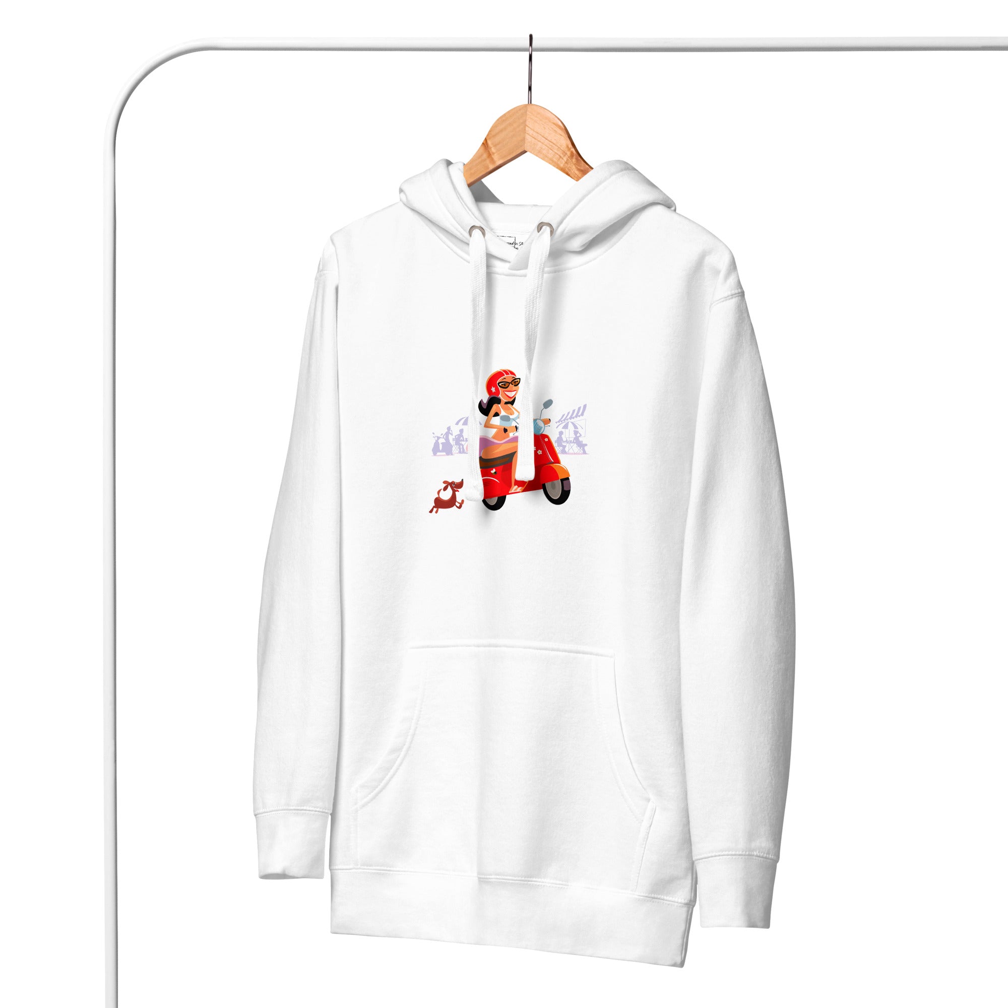Sweat à capuche unisexe en coton Vespa Girl in St Tropez