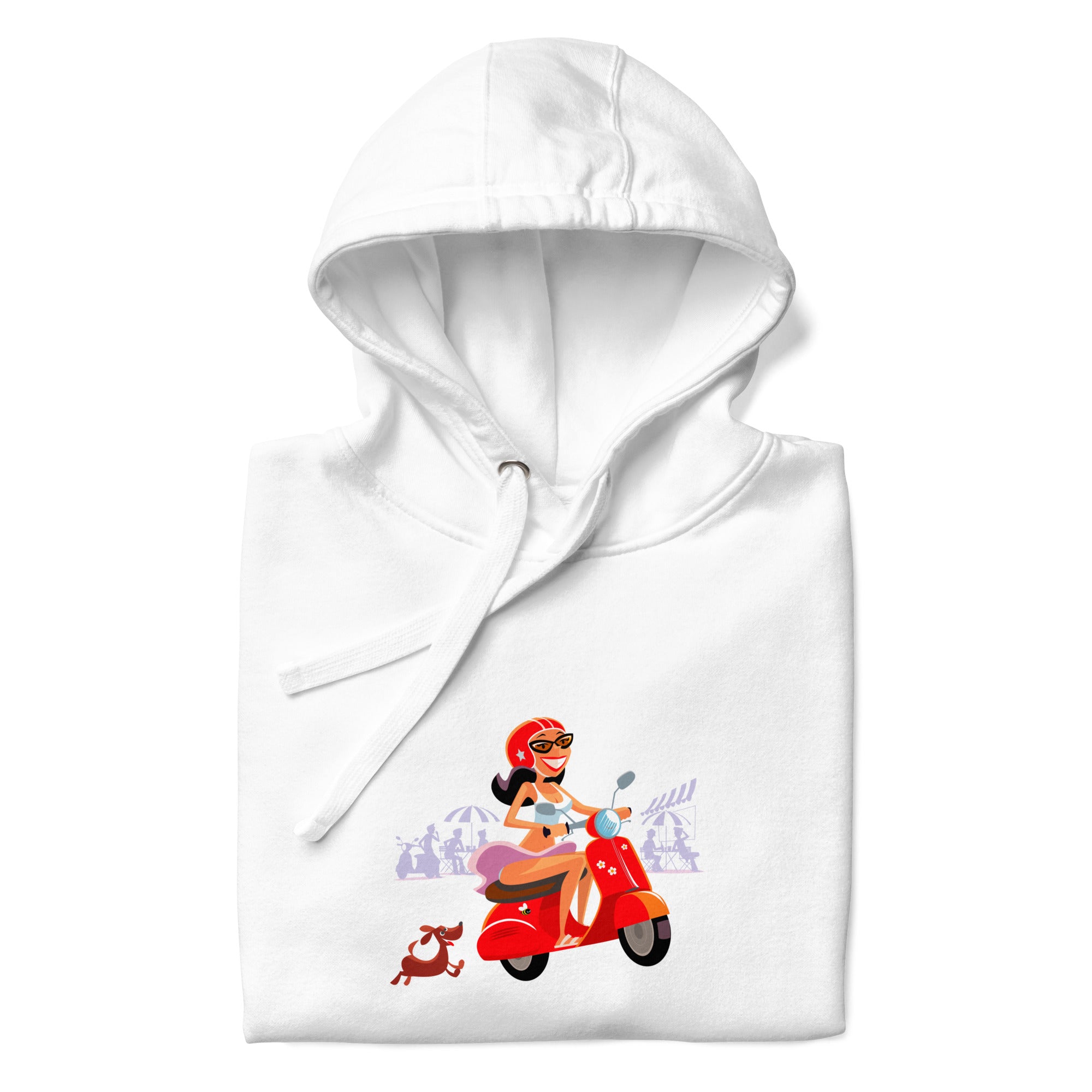 Sweat à capuche unisexe en coton Vespa Girl in St Tropez
