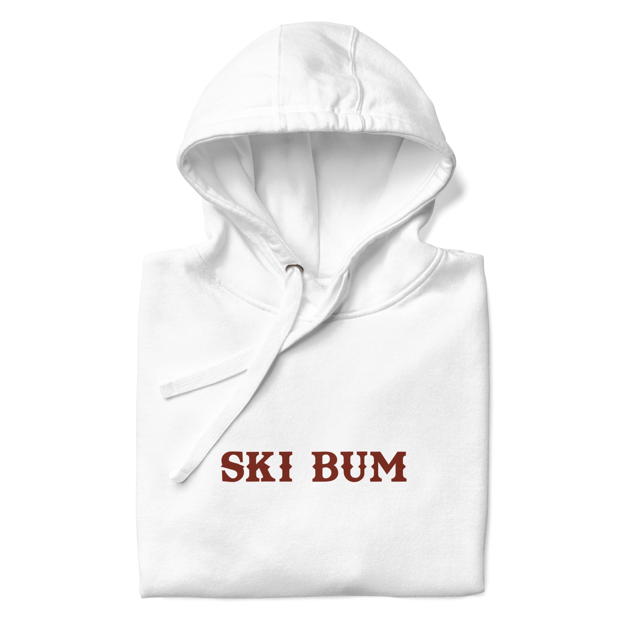 Sweat à capuche unisexe en coton Ski Bum texte foncé (face & dos)