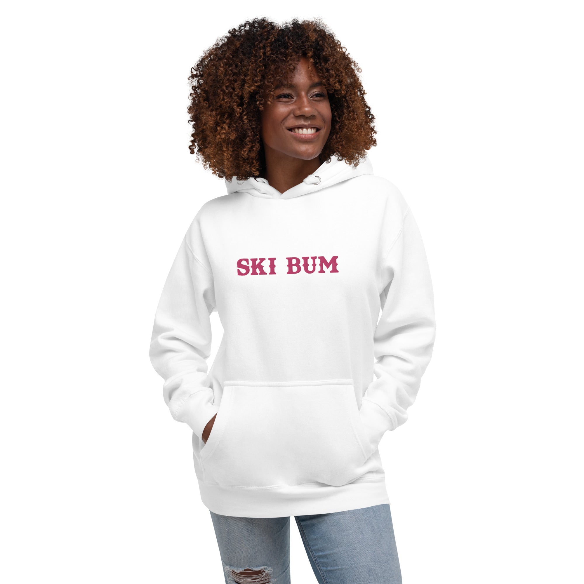 Sweat à capuche unisexe en coton Ski Bum Flamingo brodé