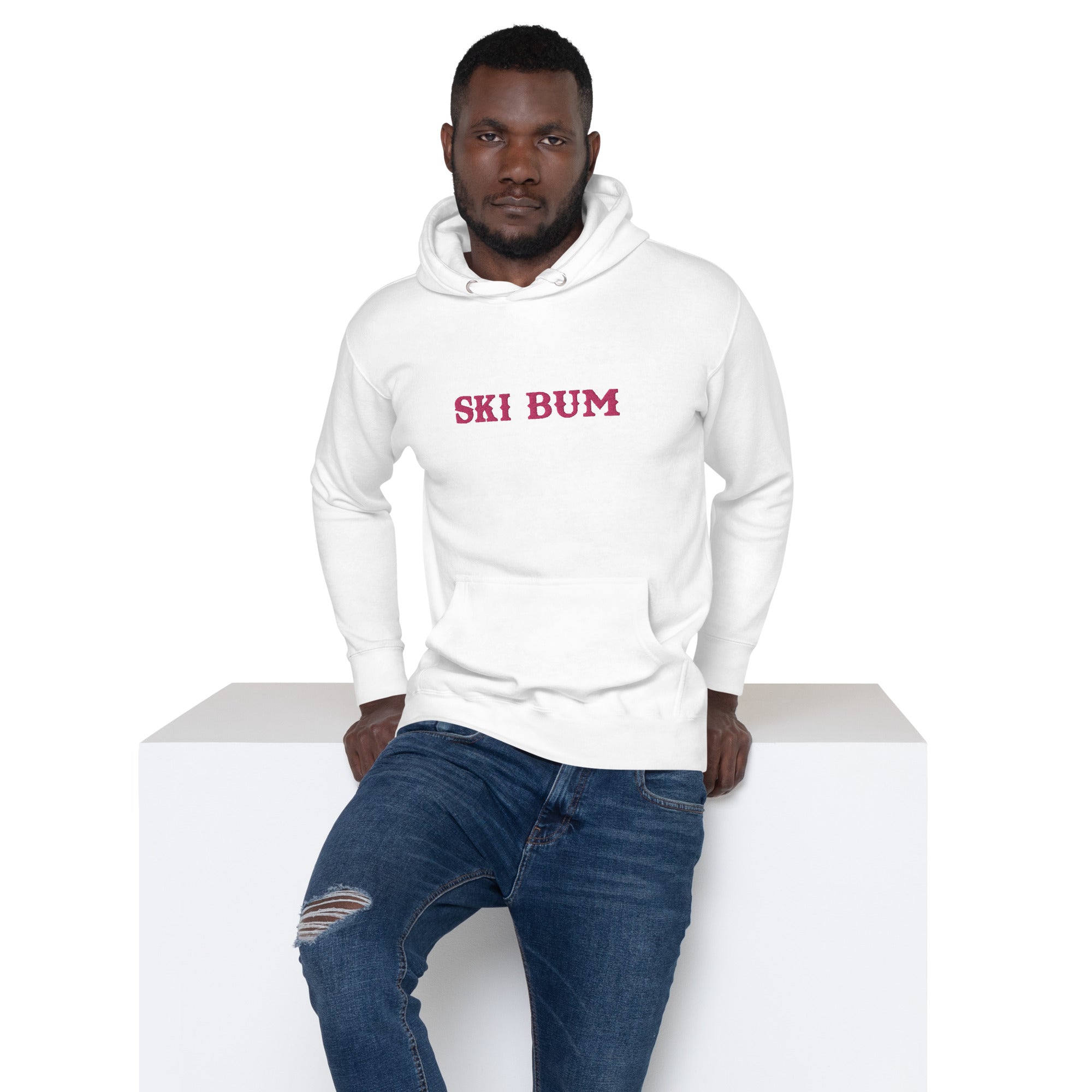 Sweat à capuche unisexe en coton Ski Bum Flamingo brodé