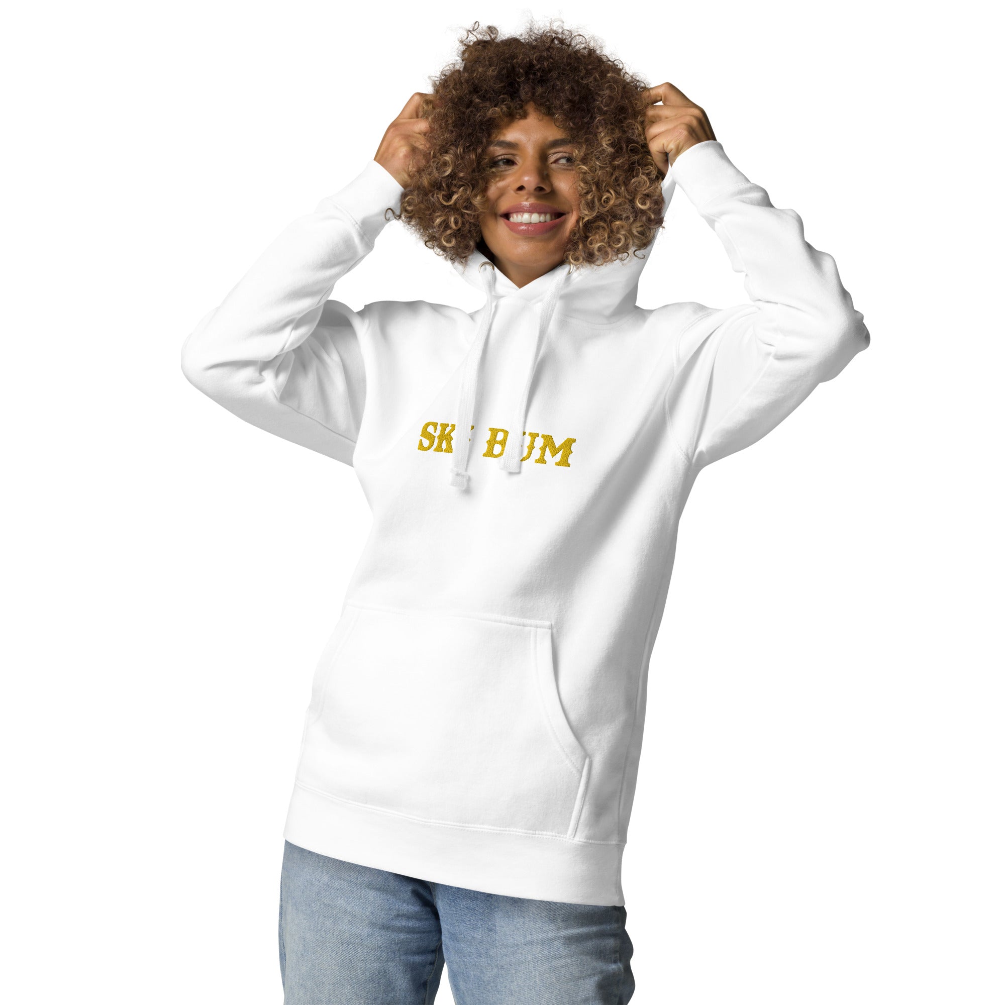 Sweat à capuche unisexe en coton Ski Bum Gold brodé