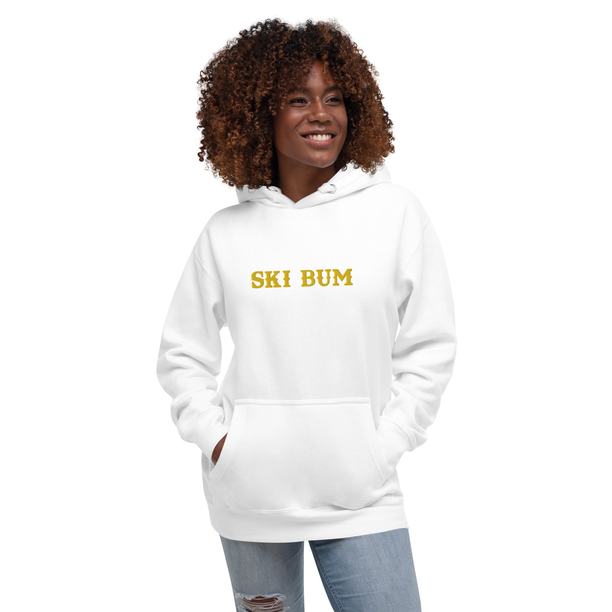 Sweat à capuche unisexe en coton Ski Bum Gold brodé