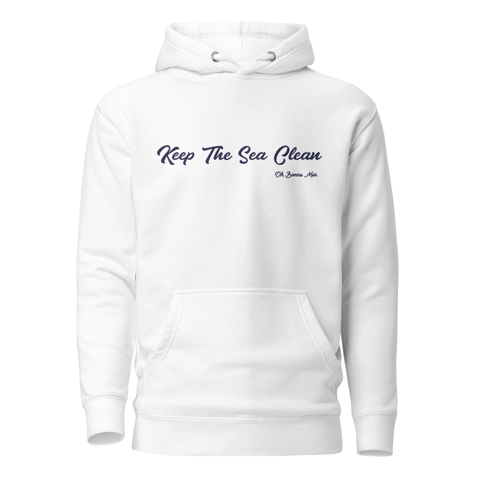 Sweat à capuche unisexe en coton Keep The Sea Clean grand motif brodé navy