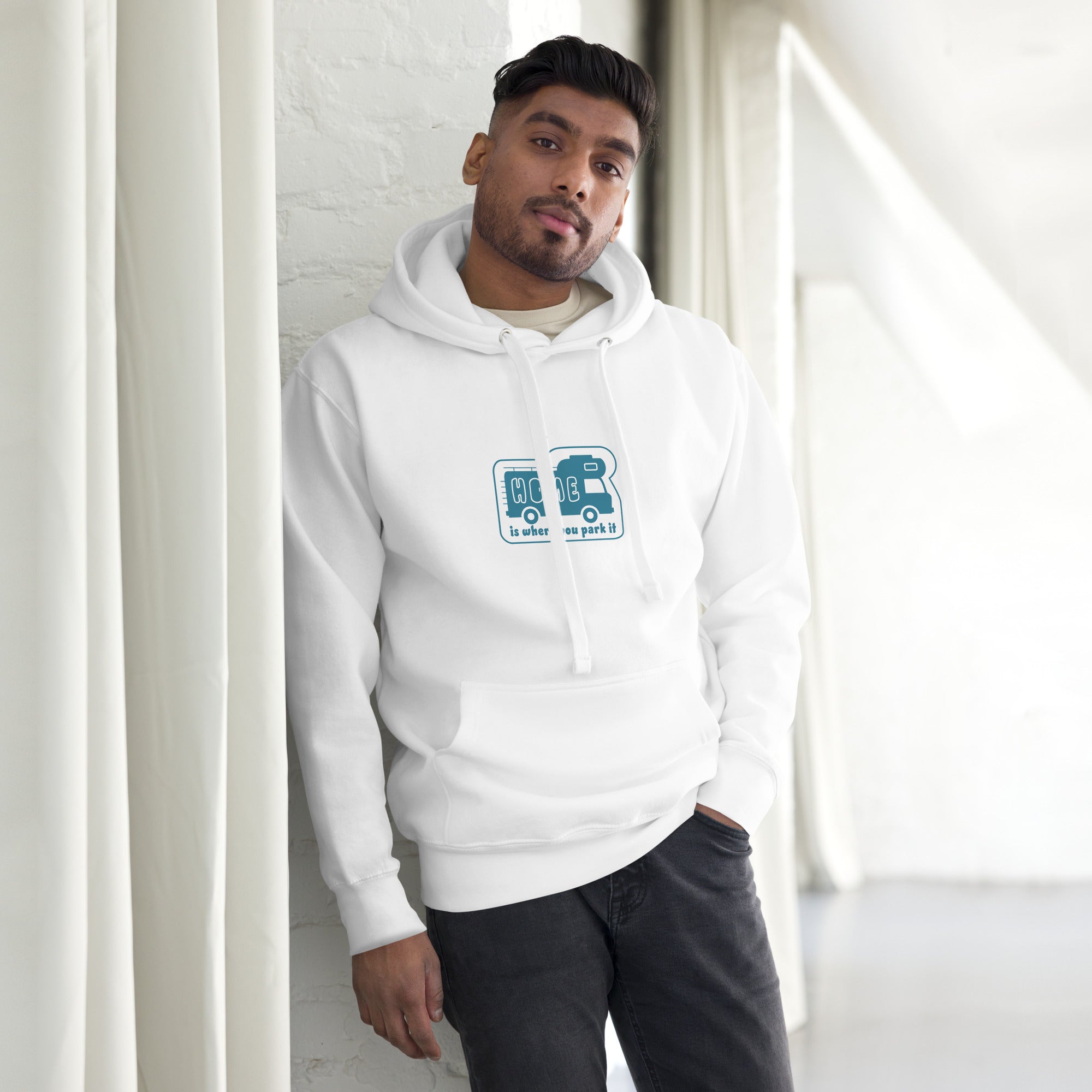 Unisex Cotton Hoodie Blue Camper Van Home is where you park it