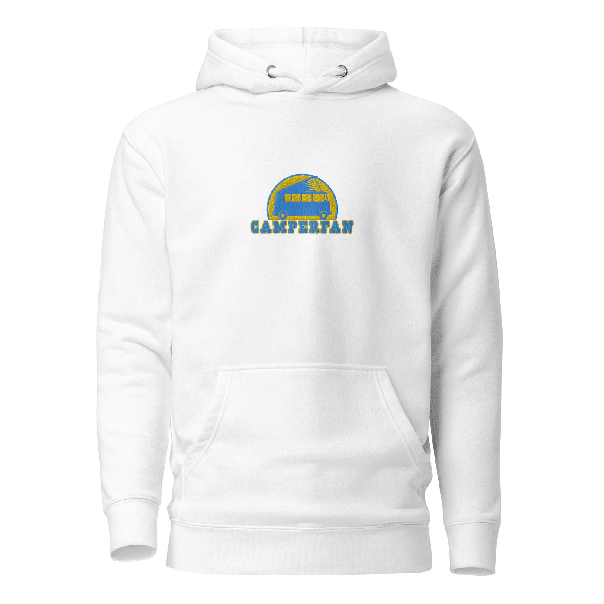 Unisex Cotton Hoodie Camperfan aqua/gold embroidered pattern