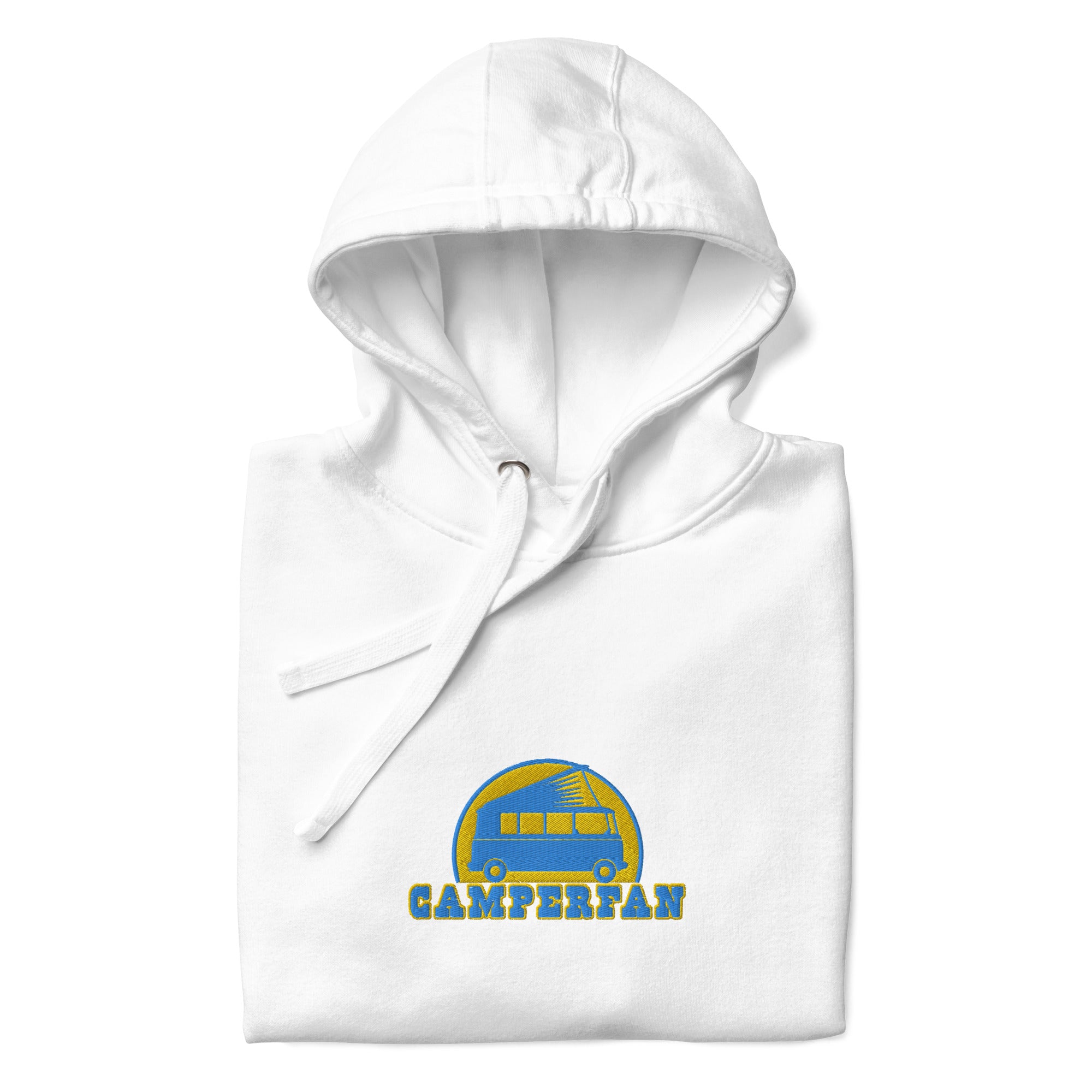 Unisex Cotton Hoodie Camperfan aqua/gold embroidered pattern