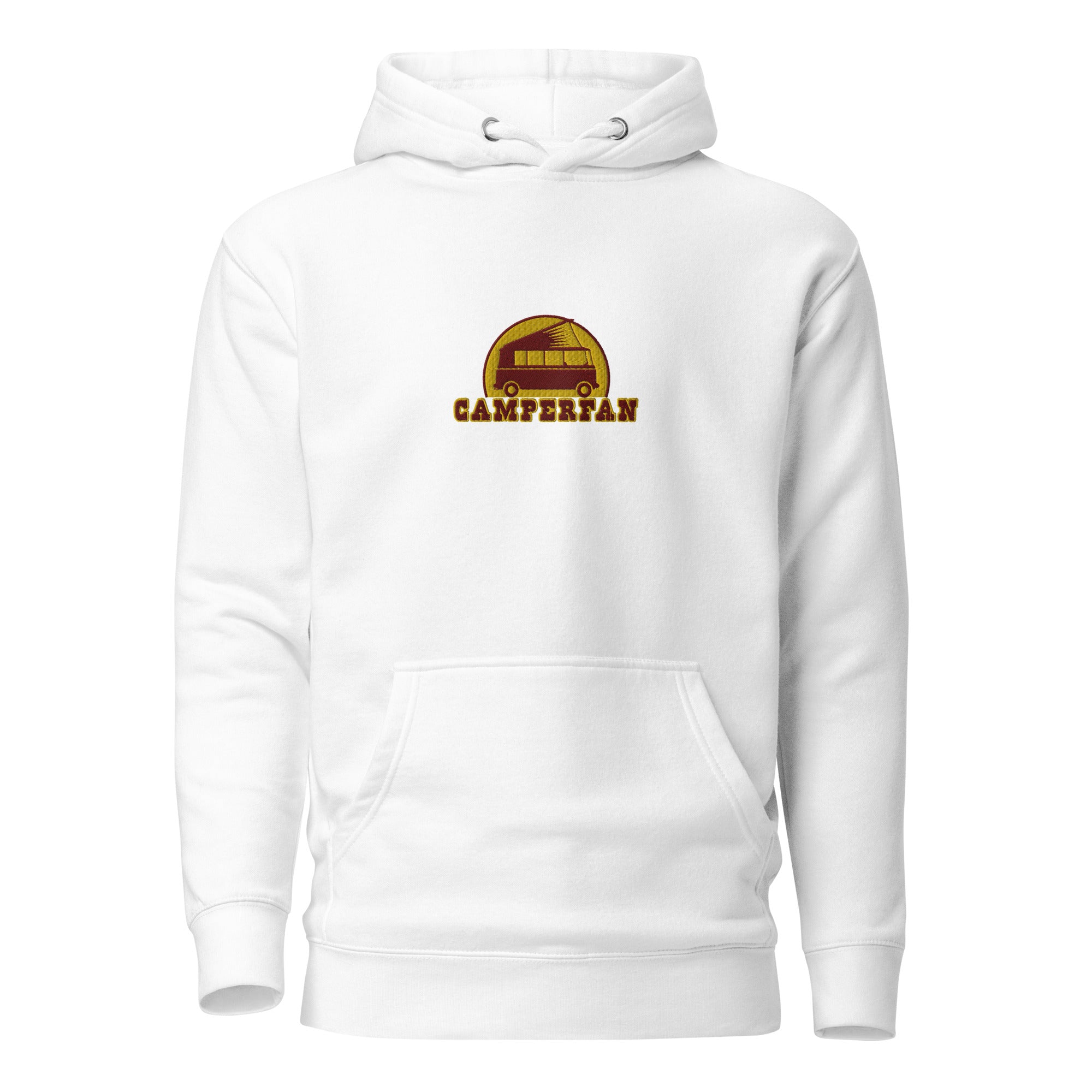 Unisex Cotton Hoodie Camperfan marroon/yellow embroidered pattern