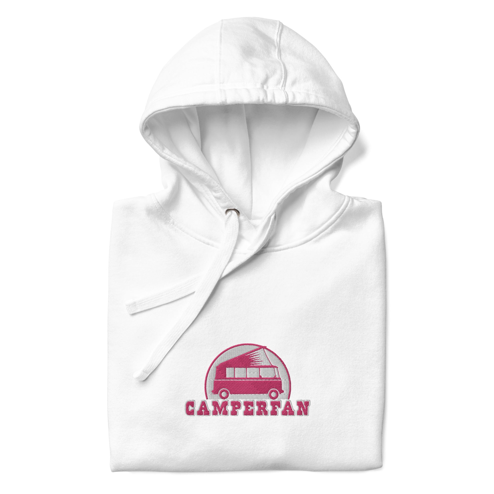 Unisex Cotton Hoodie Camperfan flamingo/white embroidered pattern