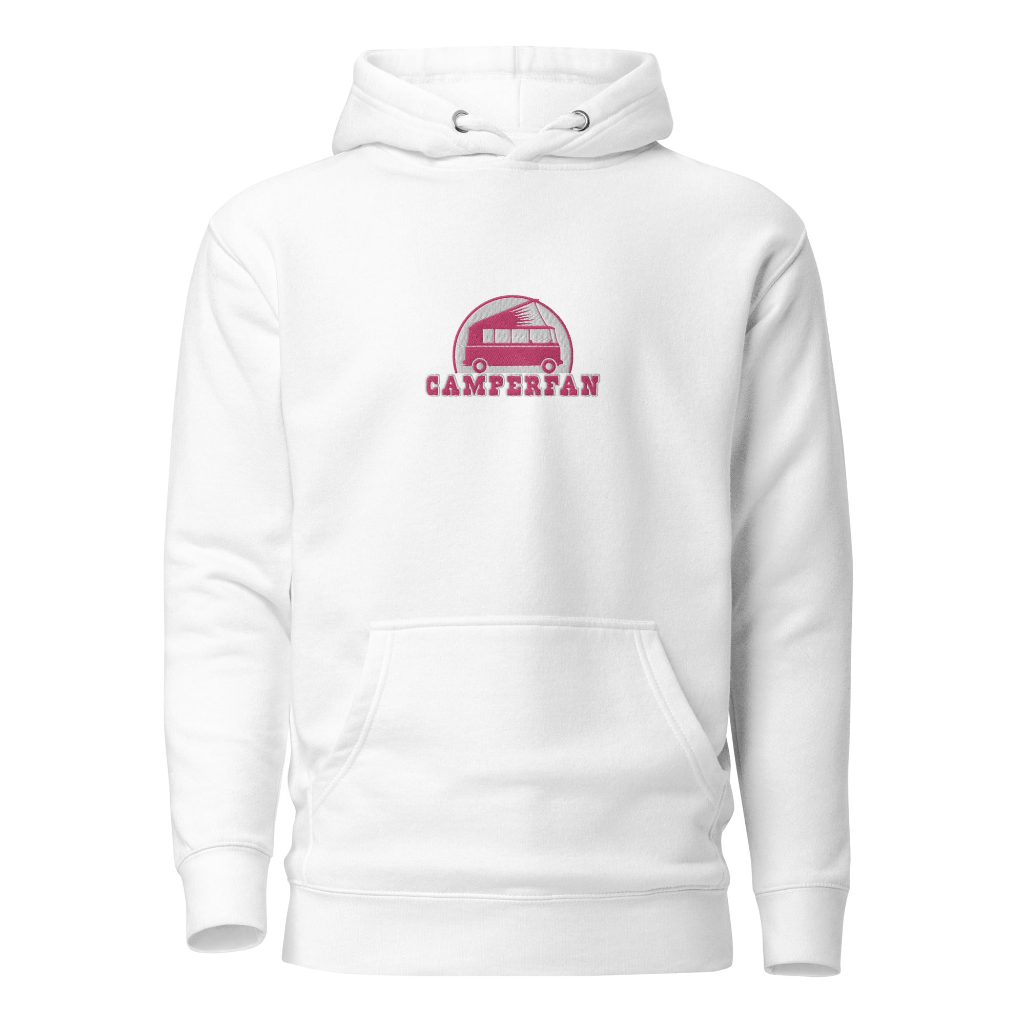 Unisex Cotton Hoodie Camperfan flamingo/white embroidered pattern