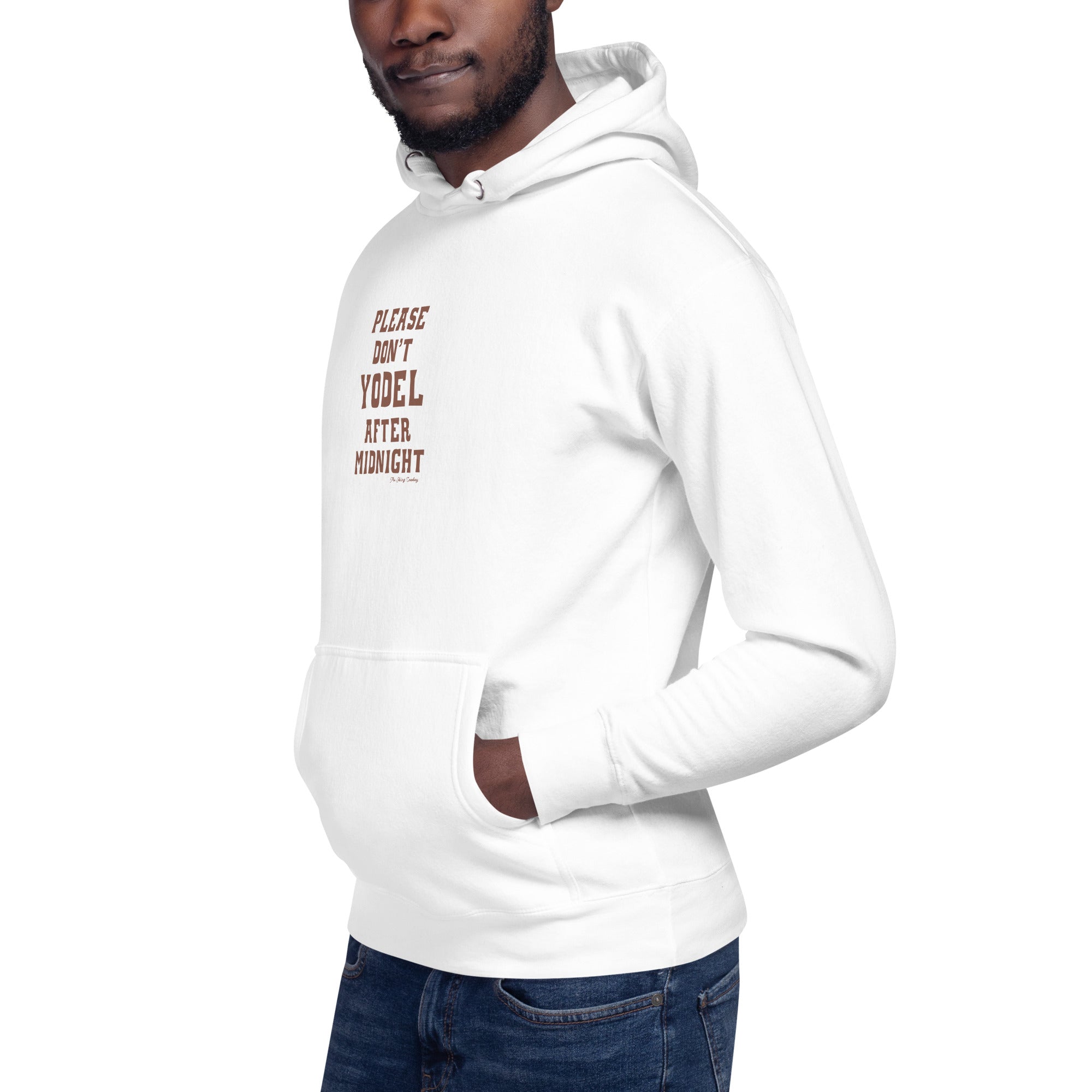 Unisex Cotton Hoodie Don't Yodel After Midnight on light colors