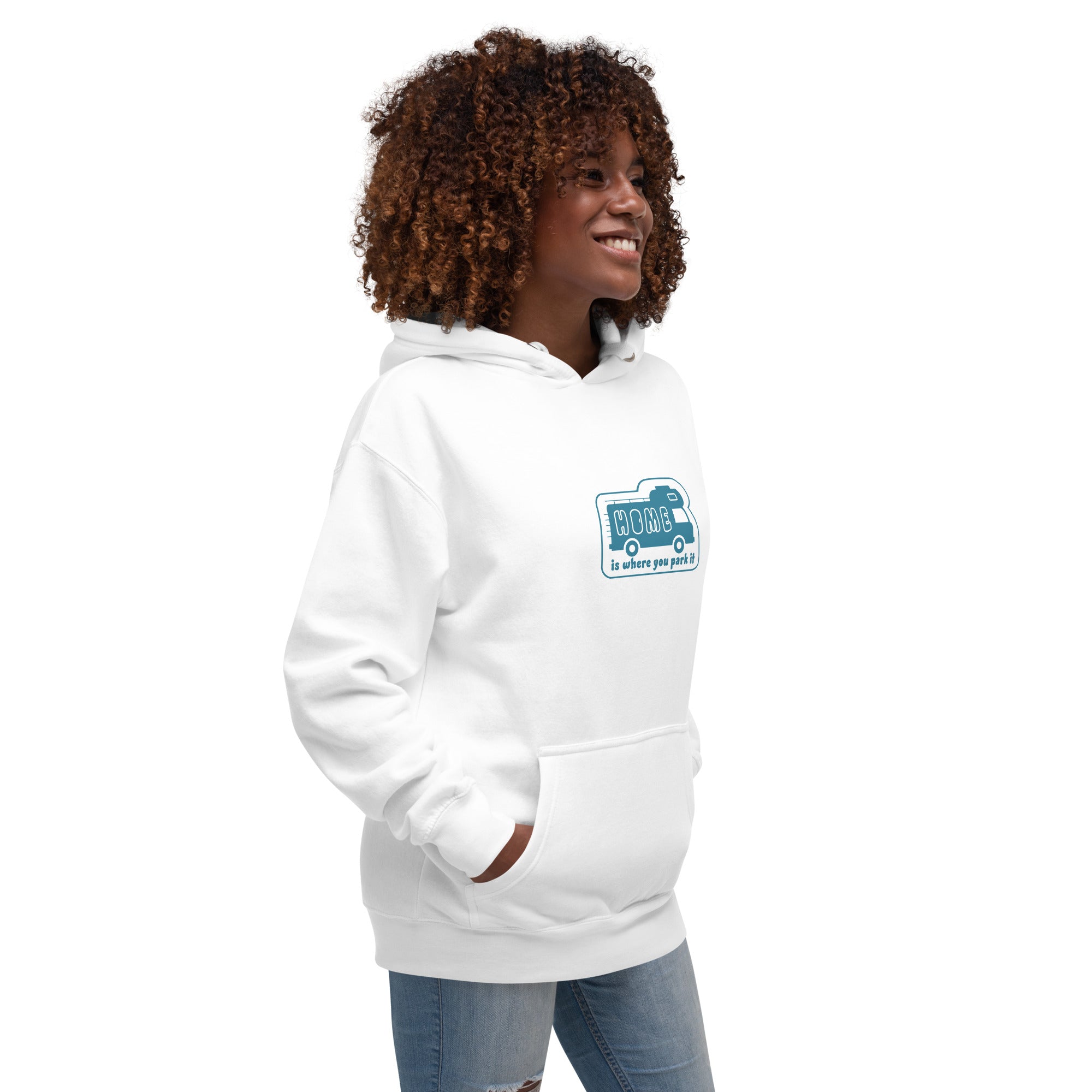 Unisex Cotton Hoodie Blue Camper Van Home is where you park it