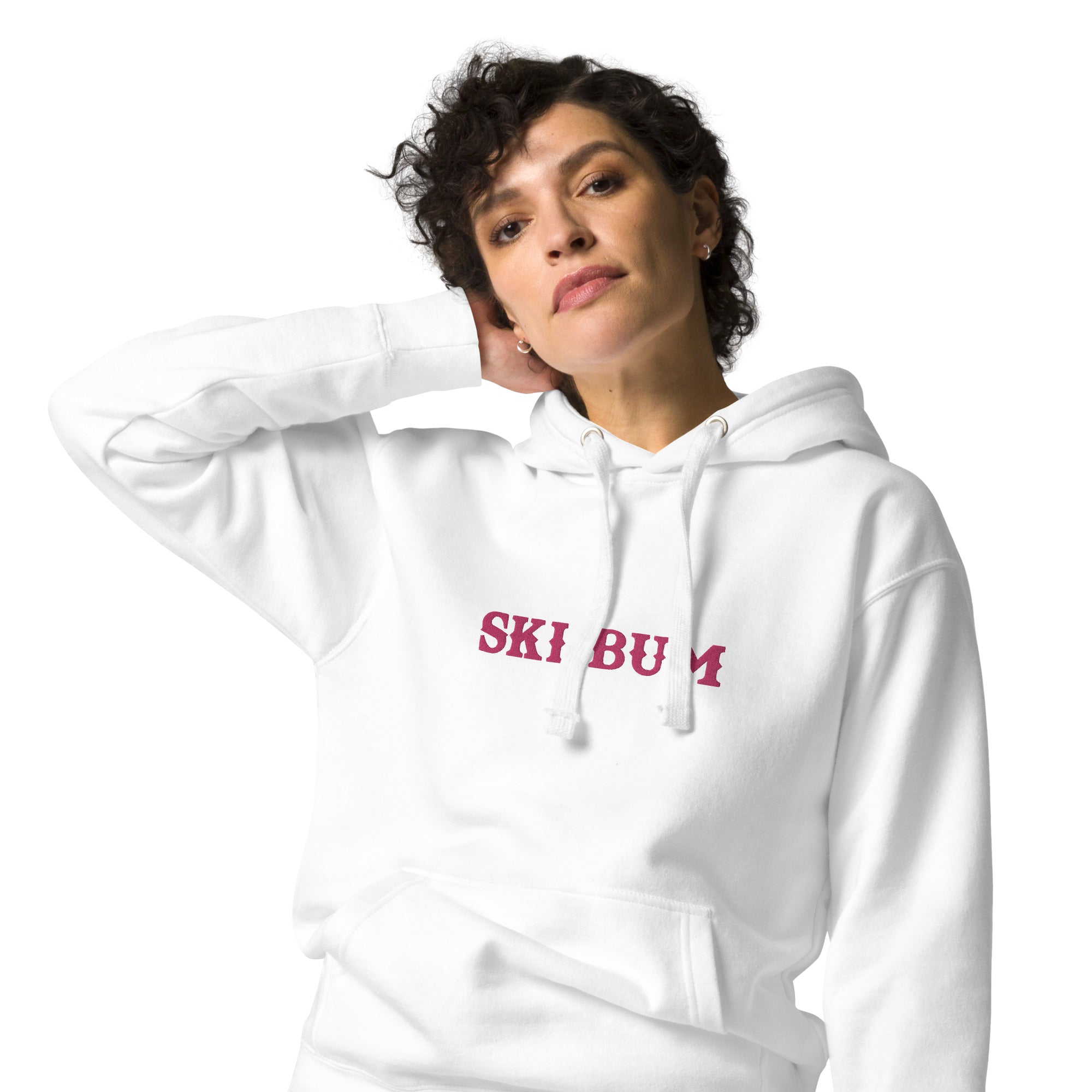 Sweat à capuche unisexe en coton Ski Bum Flamingo brodé