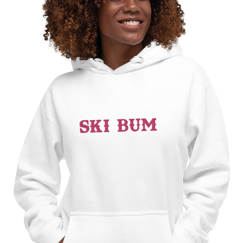 Sweat à capuche unisexe en coton Ski Bum Flamingo brodé