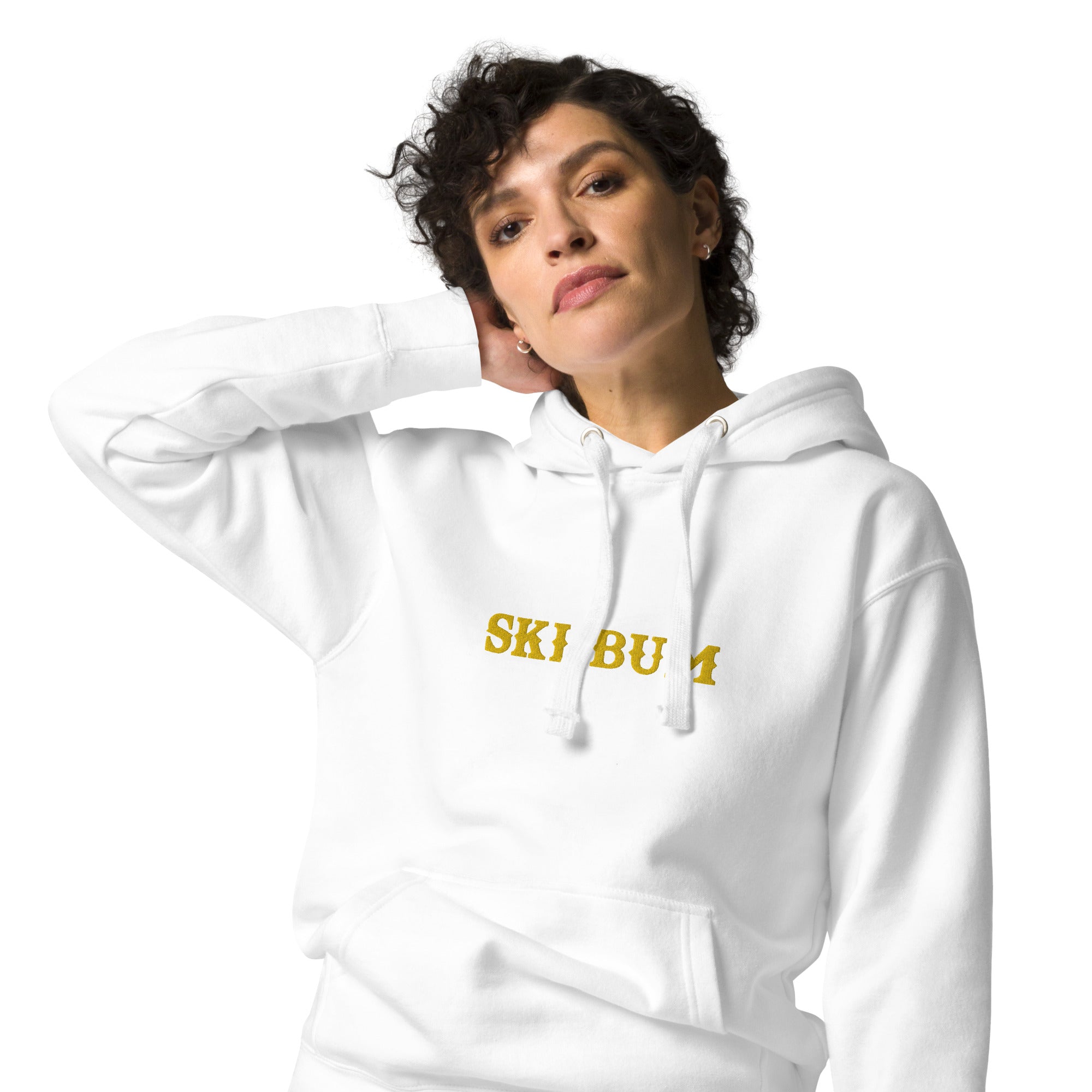 Sweat à capuche unisexe en coton Ski Bum Gold brodé