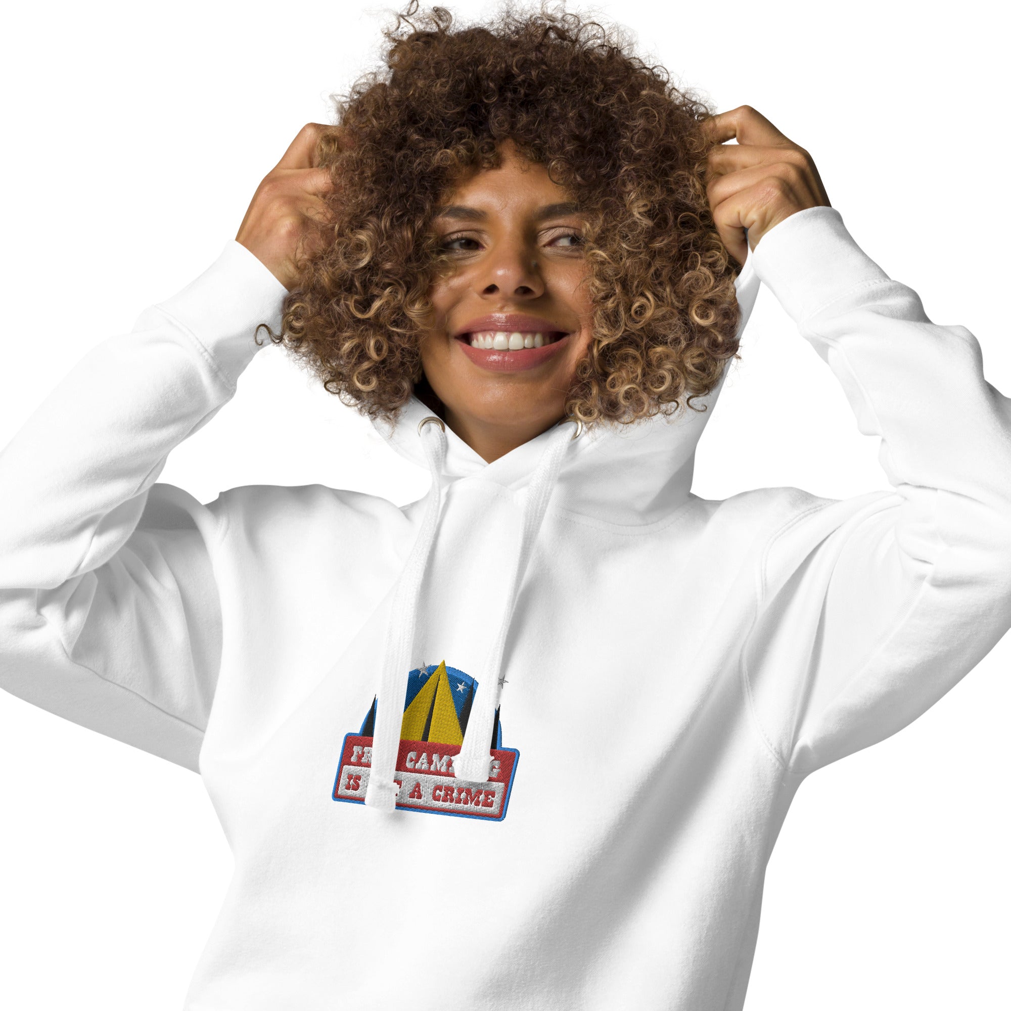 Unisex Cotton Hoodie Free camping is not a crime graphic embroidered pattern