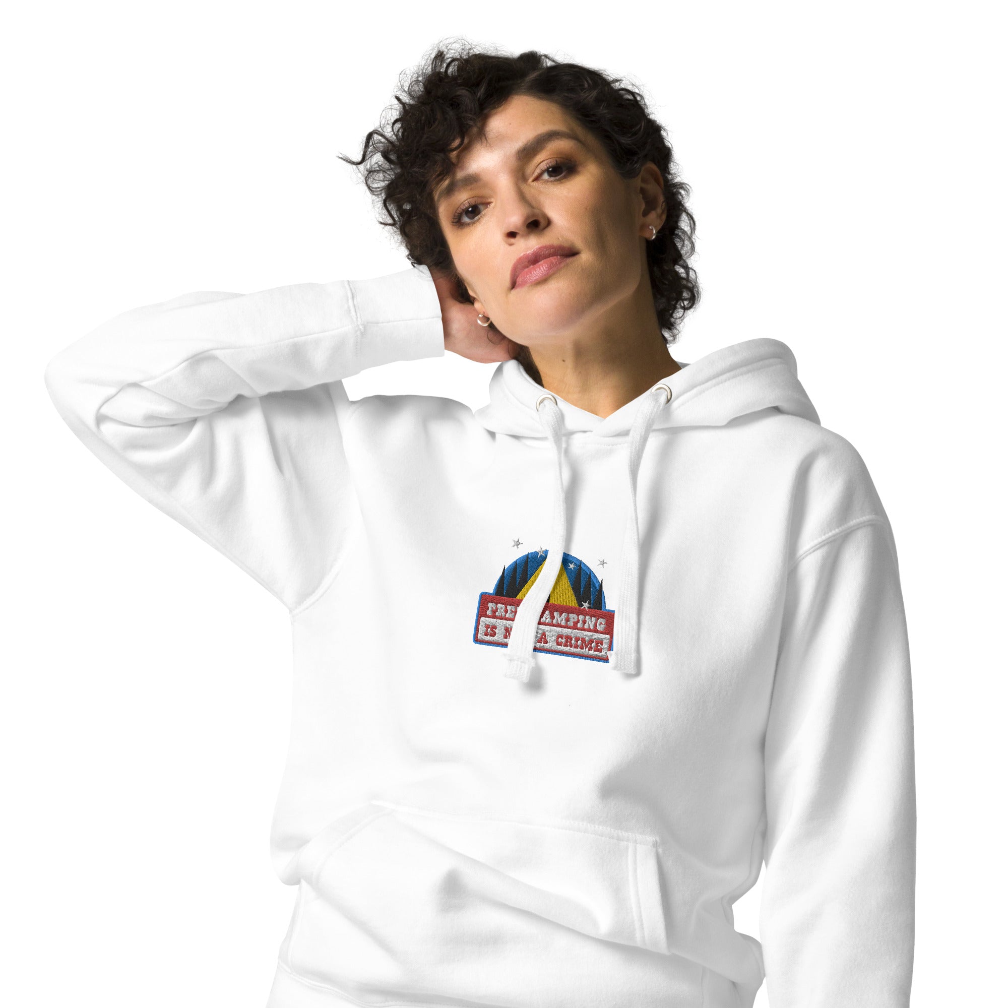 Unisex Cotton Hoodie Free camping is not a crime graphic embroidered pattern