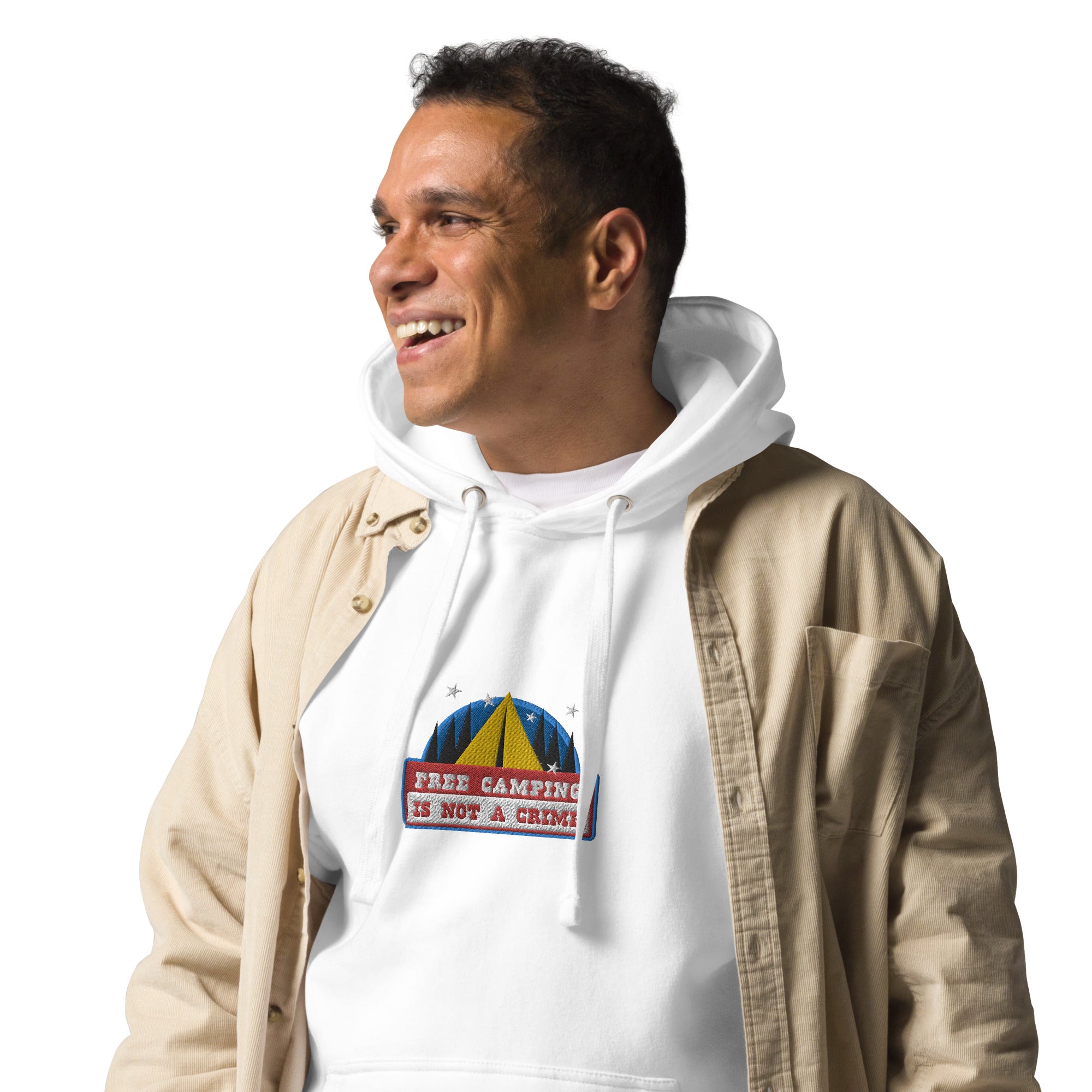 Unisex Cotton Hoodie Free camping is not a crime graphic embroidered pattern