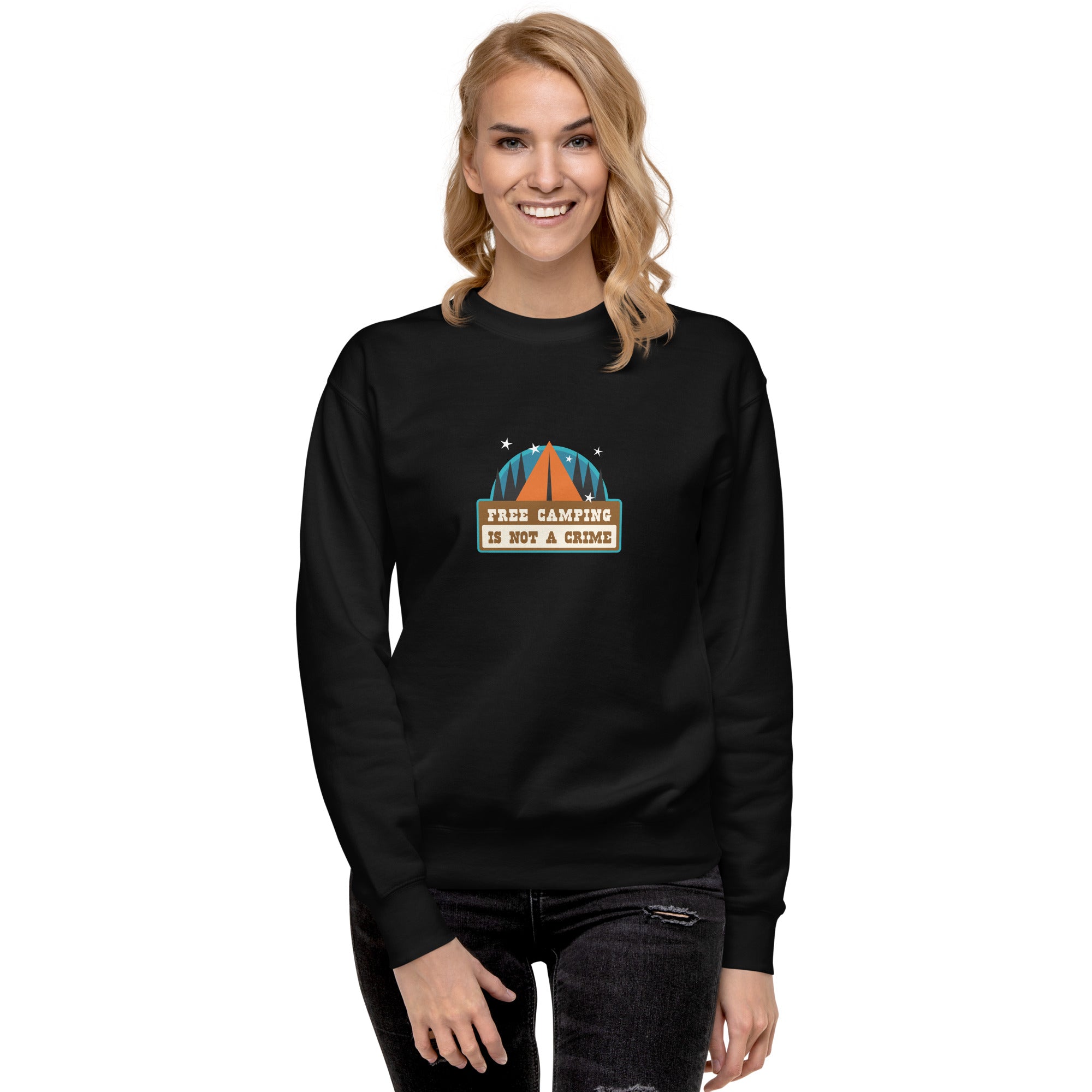 Sweatshirt premium unisexe Free camping is not a crime graphic