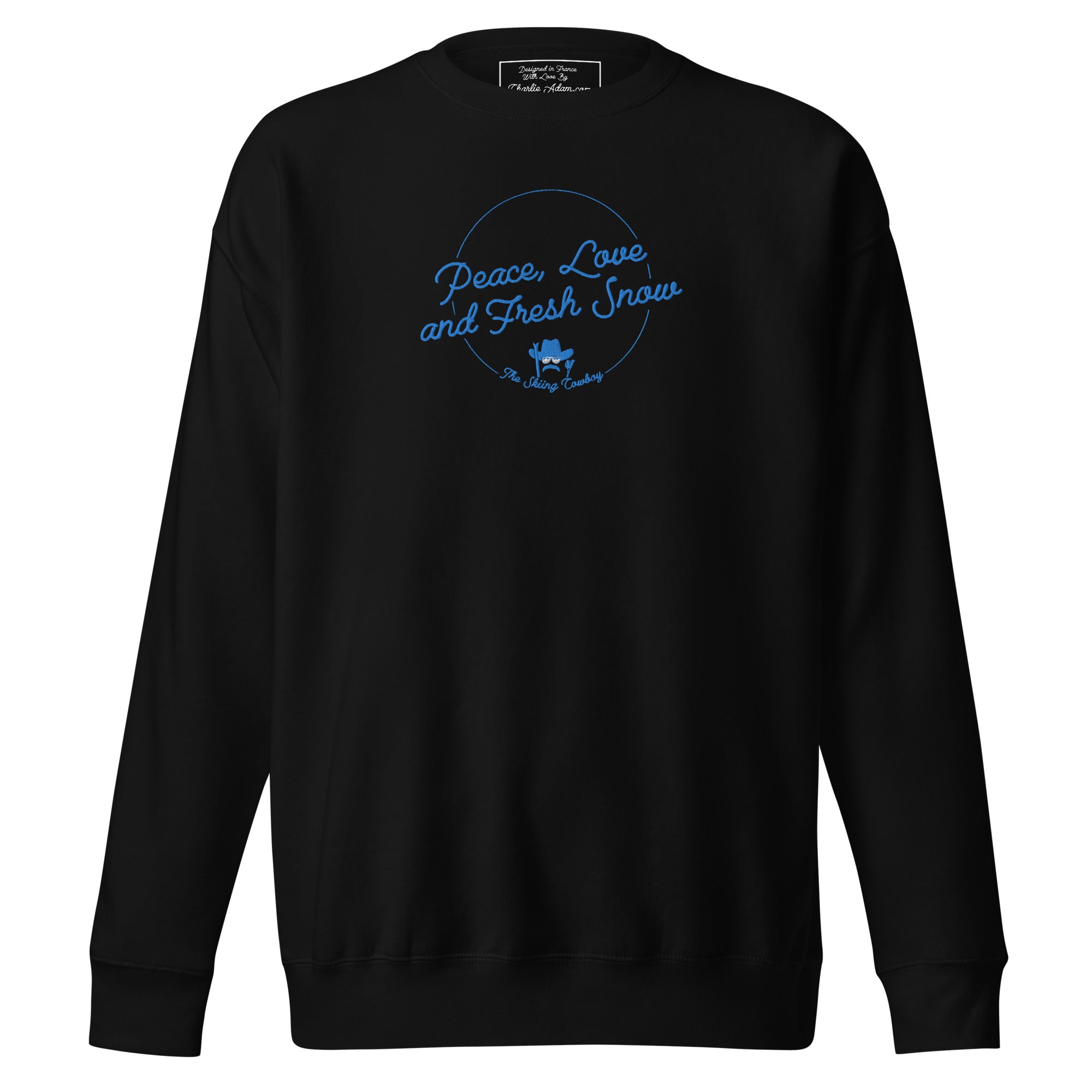 Sweatshirt premium unisexe Peace, Love and Fresh Snow brodé