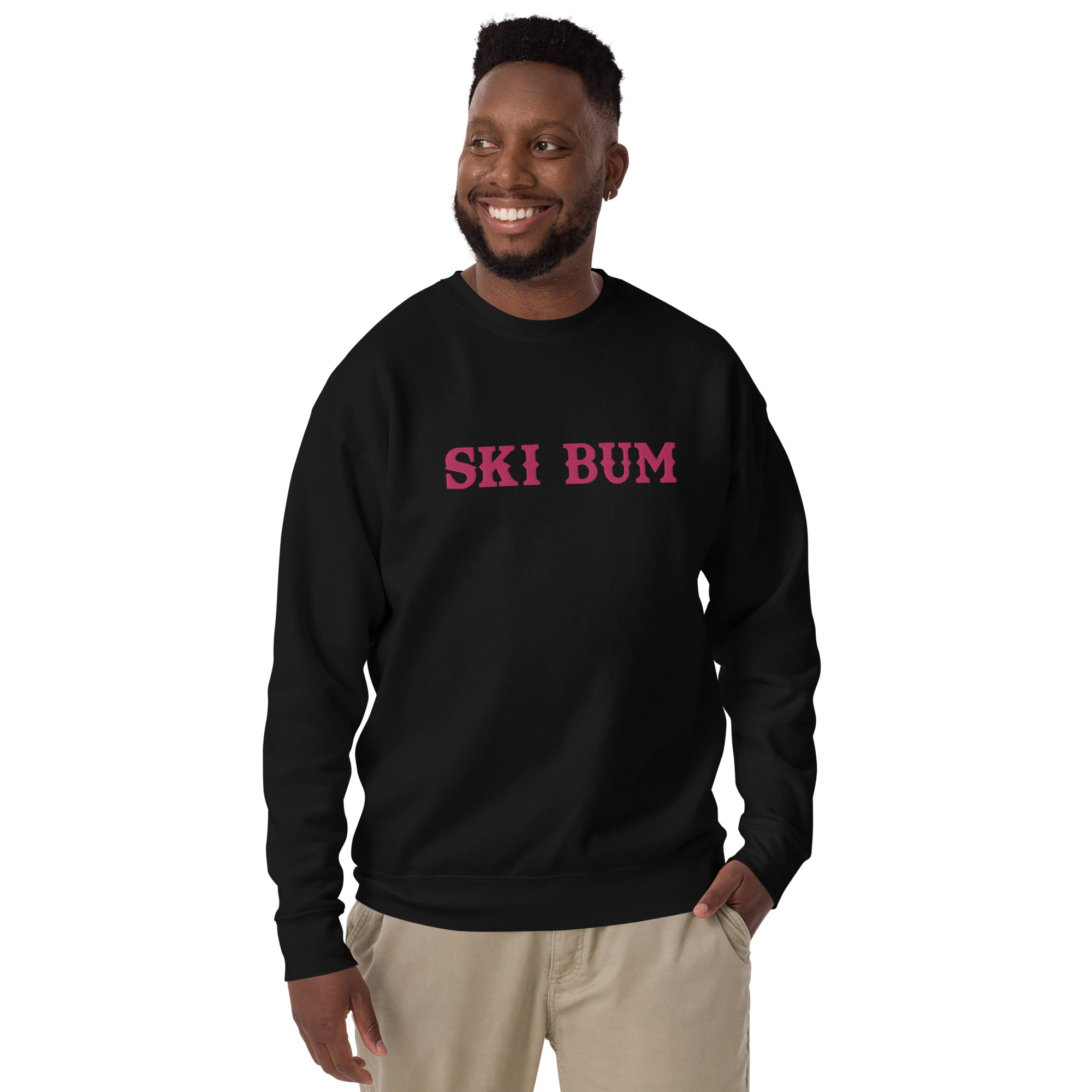 Unisex Premium Sweatshirt Ski Bum Old Flamingo large embroidered pattern