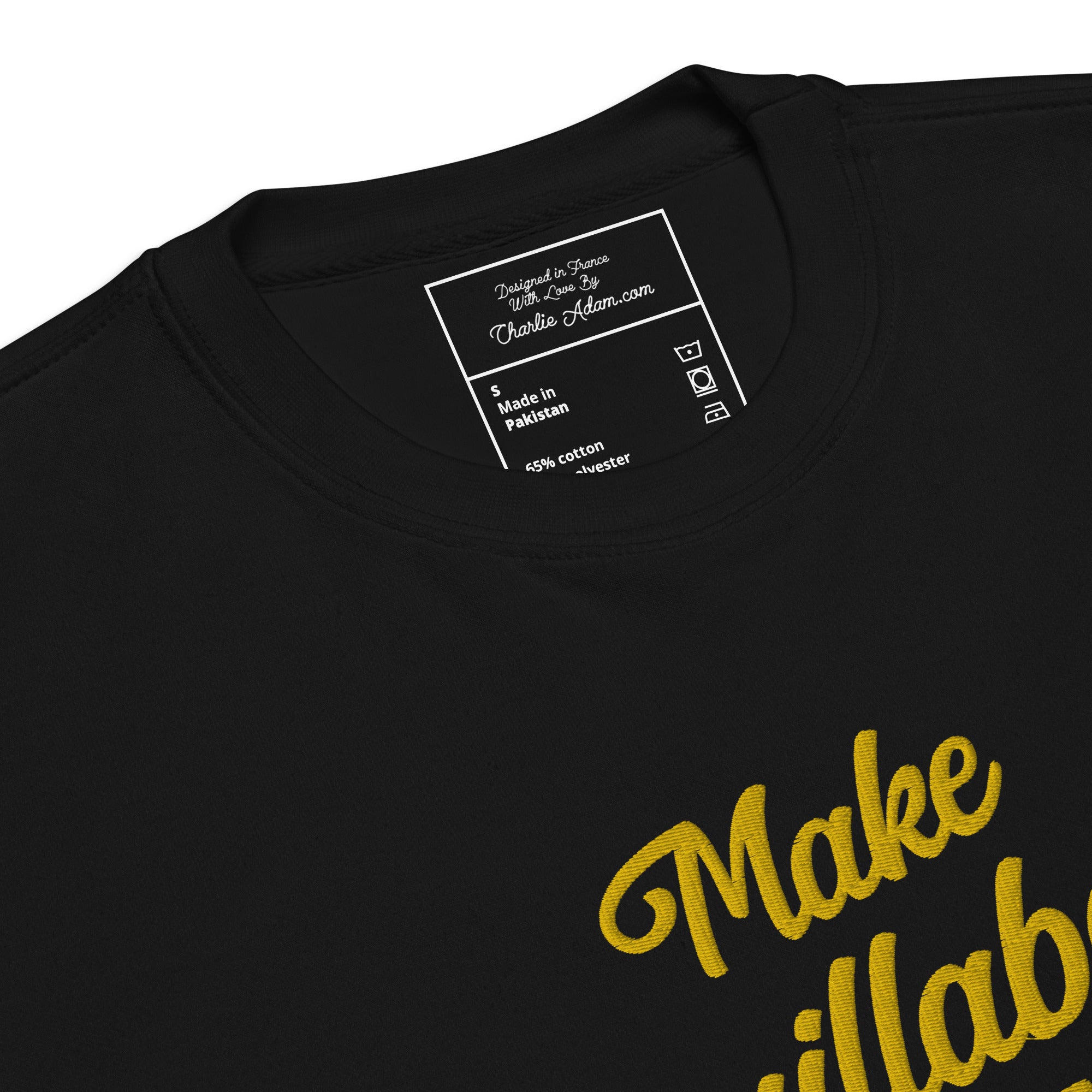 Sweatshirt premium unisexe Make Bouillabaisse Not War grand motif brodé