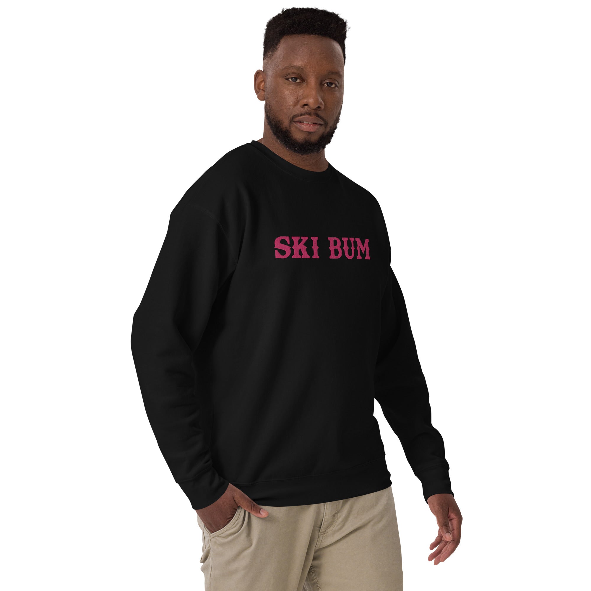 Unisex Premium Sweatshirt Ski Bum Old Flamingo large embroidered pattern