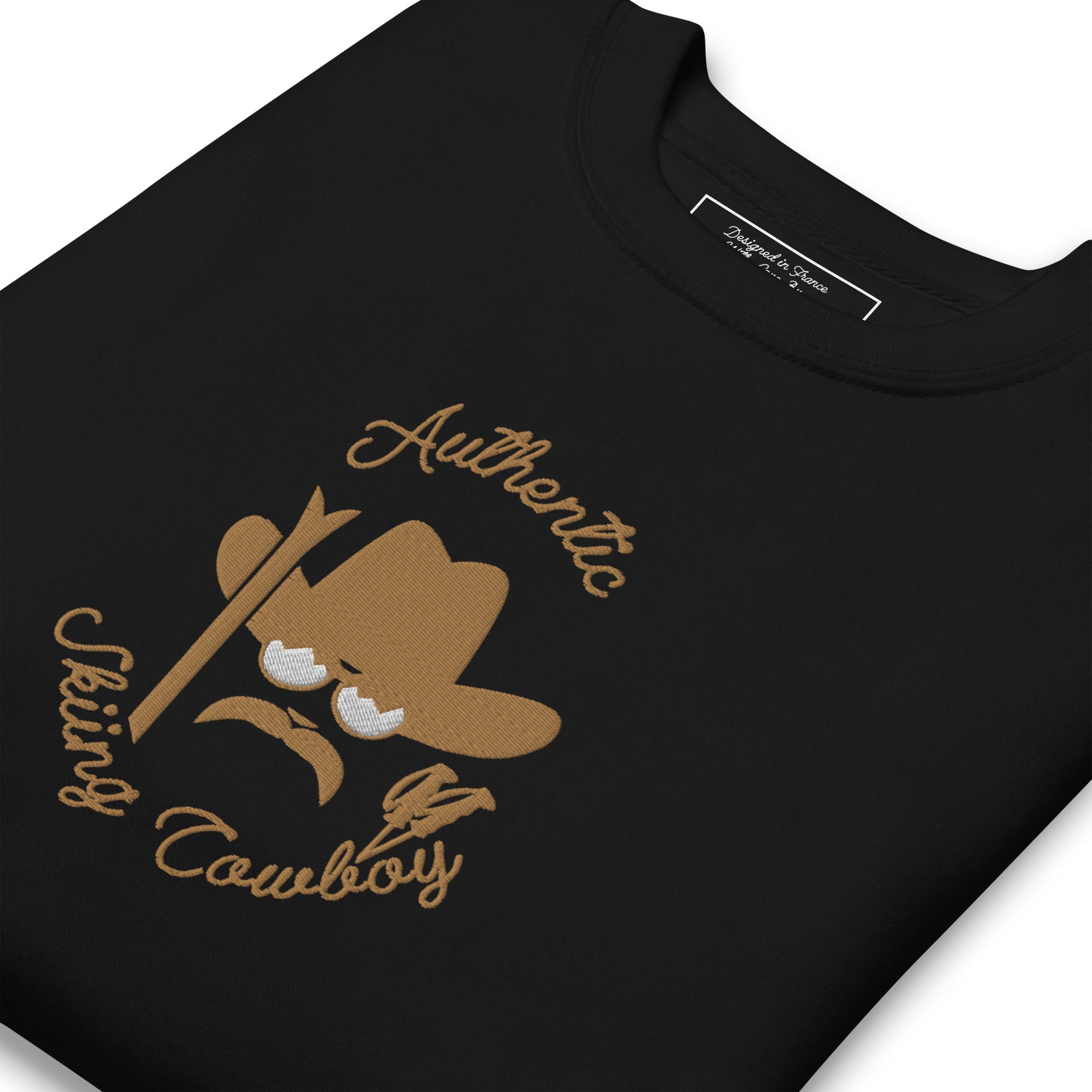 Unisex Premium Sweatshirt Authentic Skiing Cowboy large embroidered pattern